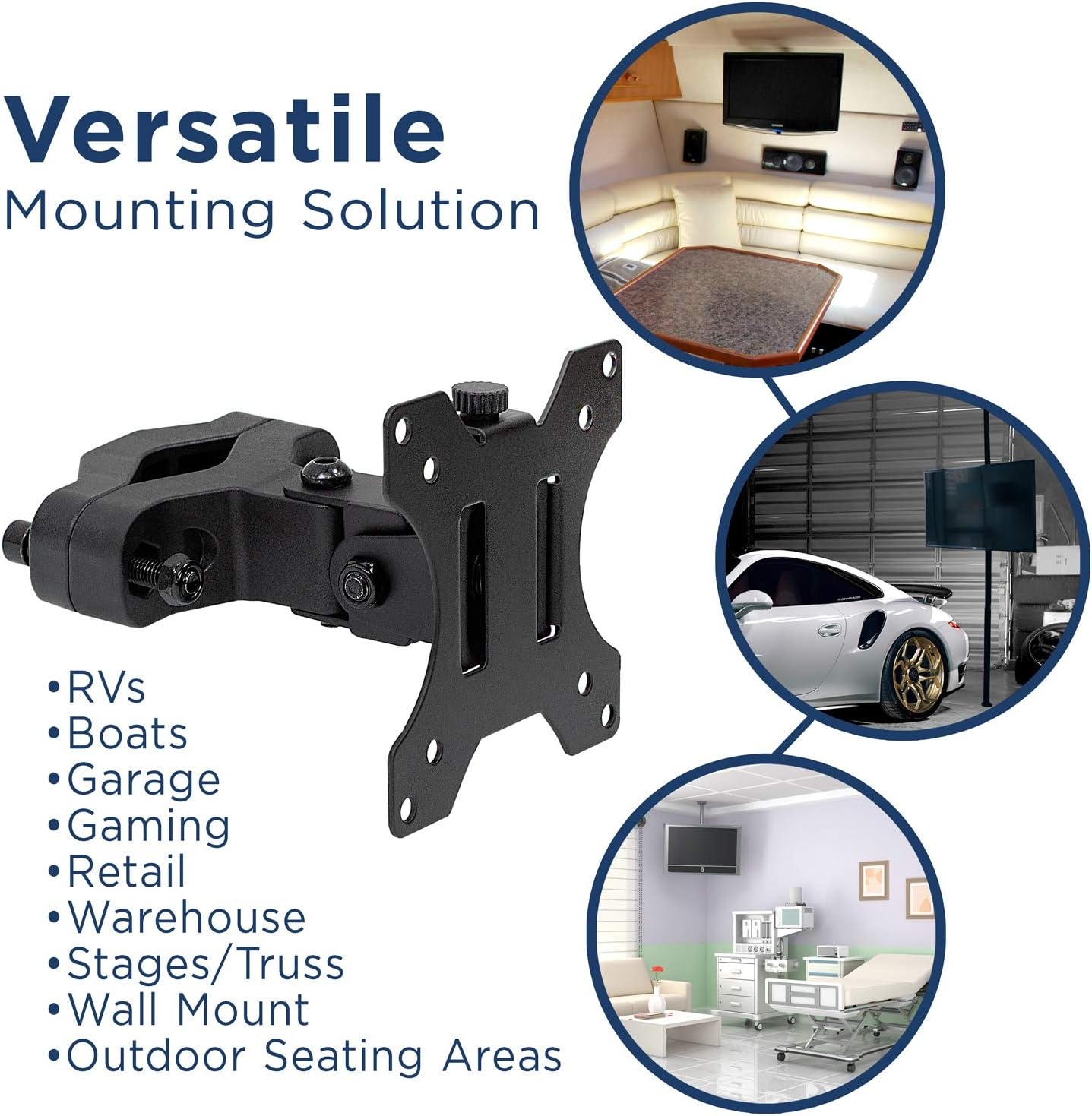 image:imageMountIt TV Pole Mount Fits 32 to 55 Screens Universal VESA 75x75 to 400x400 FullMotion Tilt Swivel amp Rotate Clamps to 11 196 Diameter Poles Ideal for Gazebos Trade Shows amp POS17 32