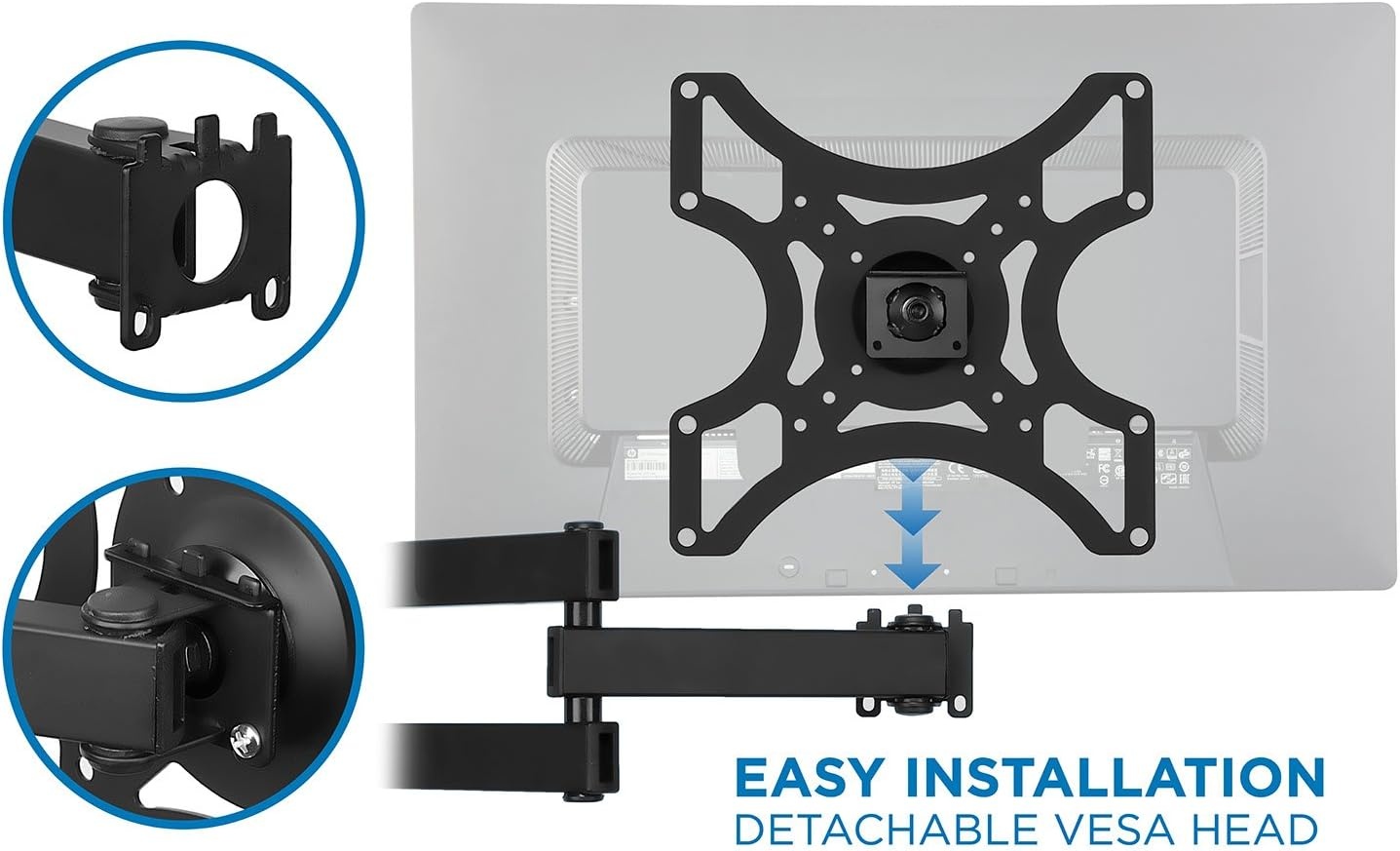 image:imageMountIt TV Wall Mount Bracket with Full Motion Arm Fits 1342 Flat Screen TVs VESA 75 100 200 55lb Weight Capacity with 15 Extension