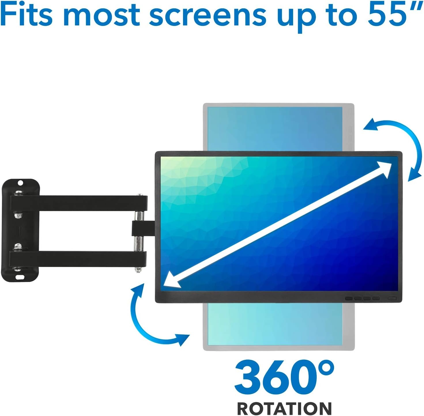 image:imageMountIt TV Wall Mount Full Motion LCD LED 4K TV Swivel Bracket for 2355 inch Screen Size Compatible with VESA 400x400 66 lbs Capacity MI2065L Black