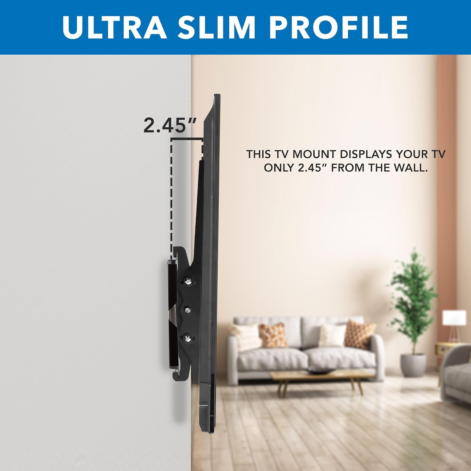 image:imageMountIt Tilting TV Wall Mount for 3780 Inch Flat Screen TVs Low Profile Bracket Supports 175 lbs Universal VESA 600x400 mm Adjustable Tilt to Reduce Glare Fits 1624 Studs