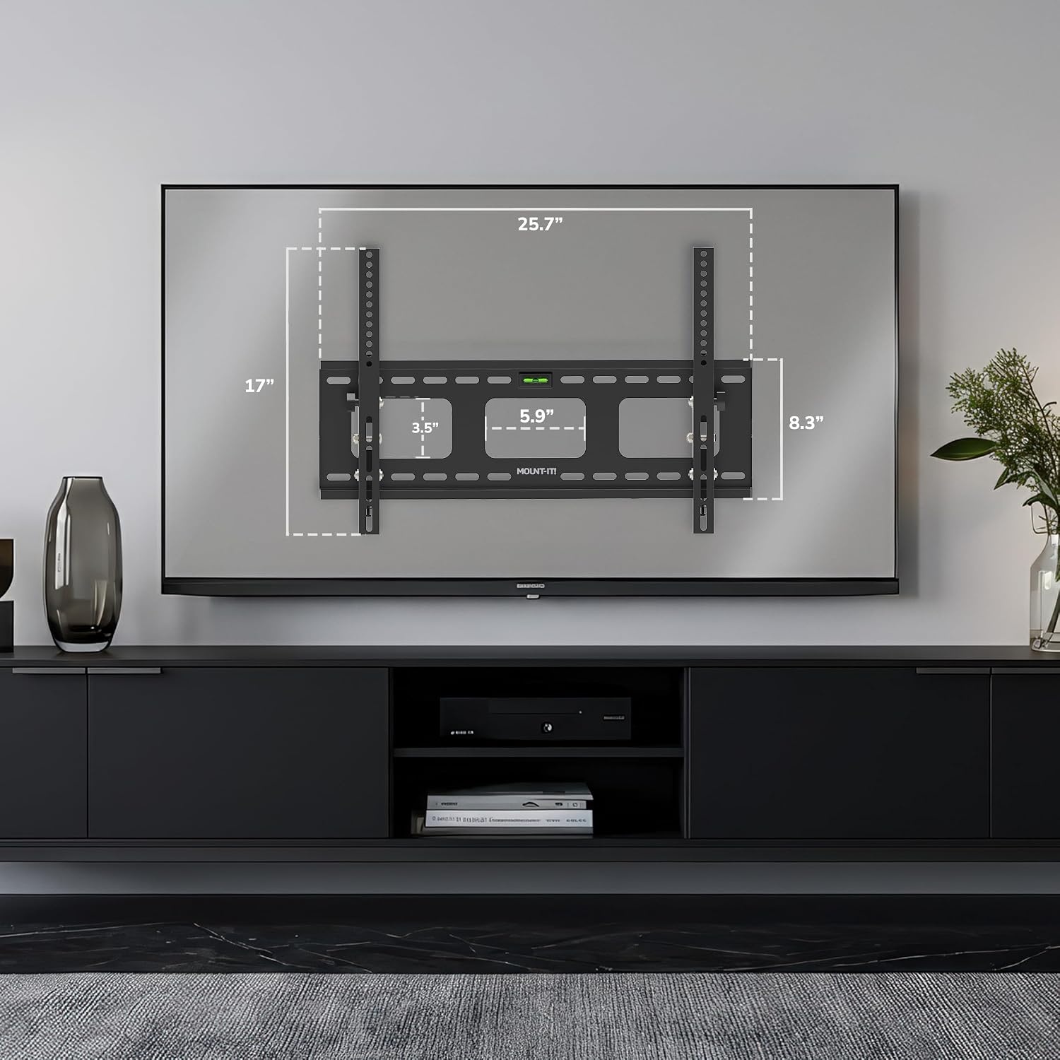 image:imageMountIt Tilting TV Wall Mount for 3780 Inch Flat Screen TVs Low Profile Bracket Supports 175 lbs Universal VESA 600x400 mm Adjustable Tilt to Reduce Glare Fits 1624 Studs