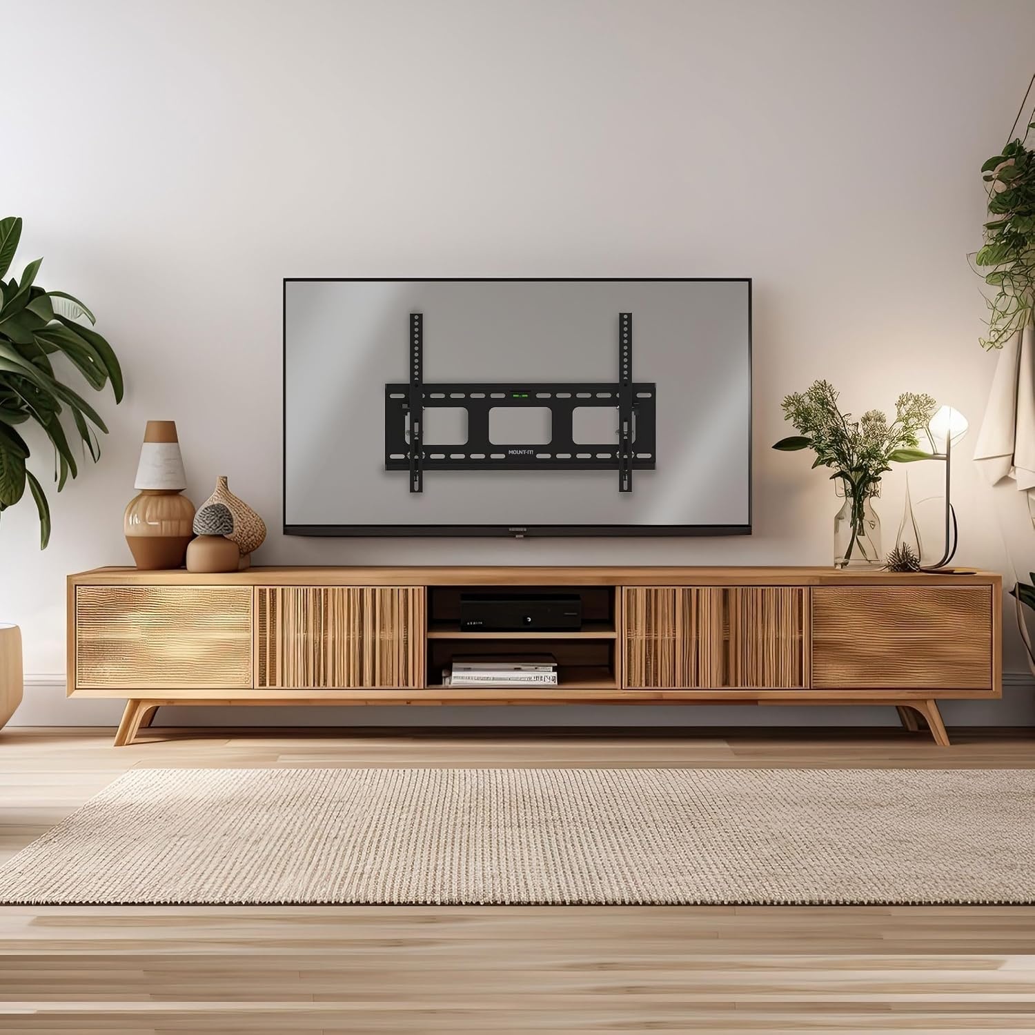 image:imageMountIt Tilting TV Wall Mount for 3780 Inch Flat Screen TVs Low Profile Bracket Supports 175 lbs Universal VESA 600x400 mm Adjustable Tilt to Reduce Glare Fits 1624 Studs