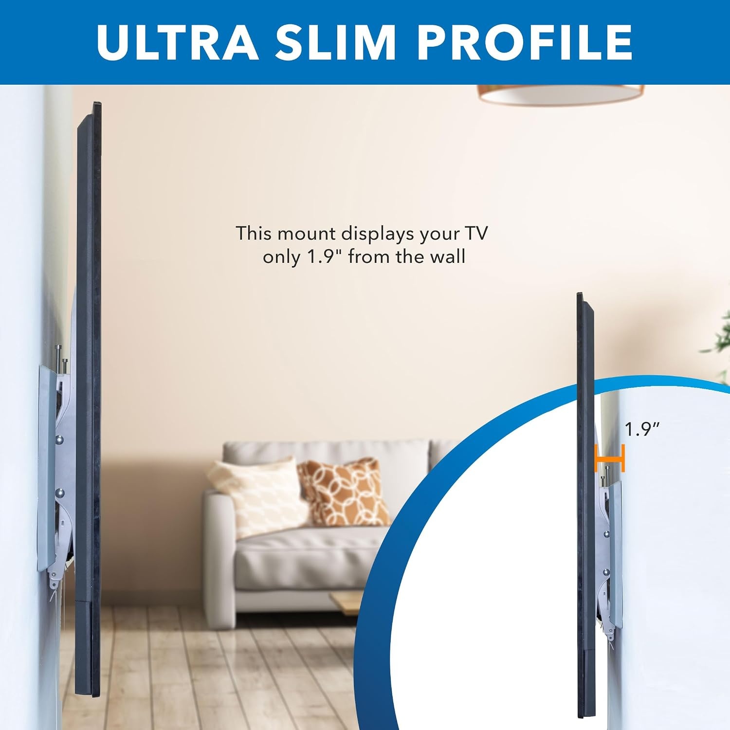image:imageMountIt Tilting TV Wall Mount for 4390 TVs Ultra Slim HeavyDuty TV Mount with Low Profile 19 VESA 200x200 to 800x400 Supports up to 165 lbs White