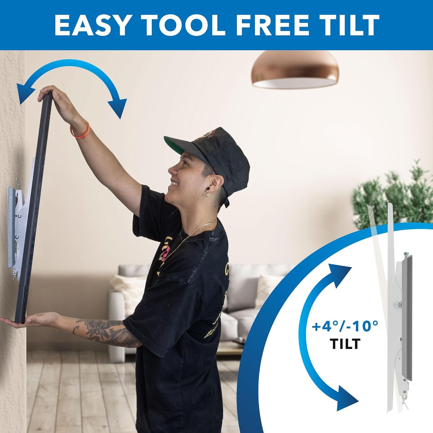 image:imageMountIt Tilting TV Wall Mount for 4390 TVs Ultra Slim HeavyDuty TV Mount with Low Profile 19 VESA 200x200 to 800x400 Supports up to 165 lbs White