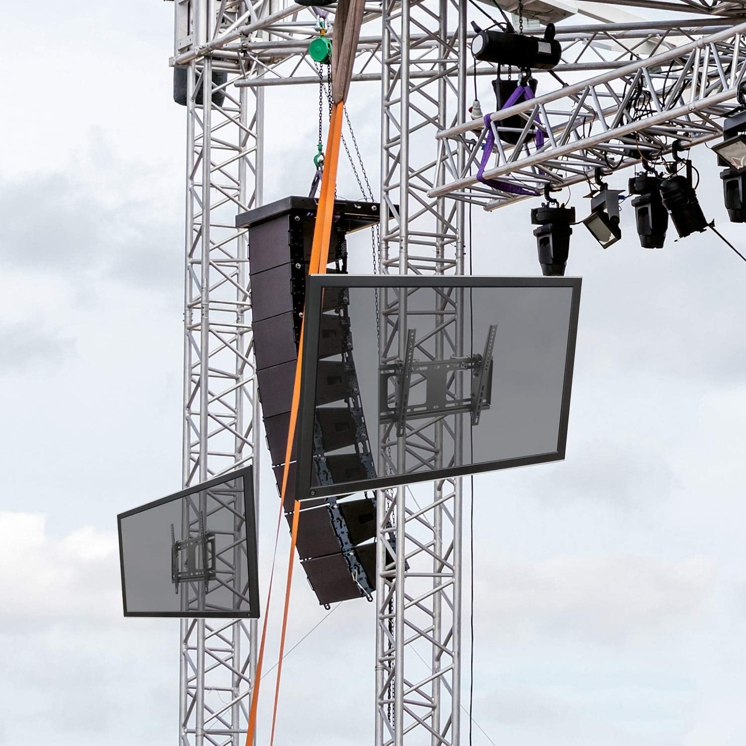 image:imageMountIt Universal Truss amp Pole TV Mount with Quick Release Clamp Stage amp DJ Lighting Truss TV Bracket for 4851mm Pipes VESA 100x100400x400 3255 Inch Screens 88 lb Capacity