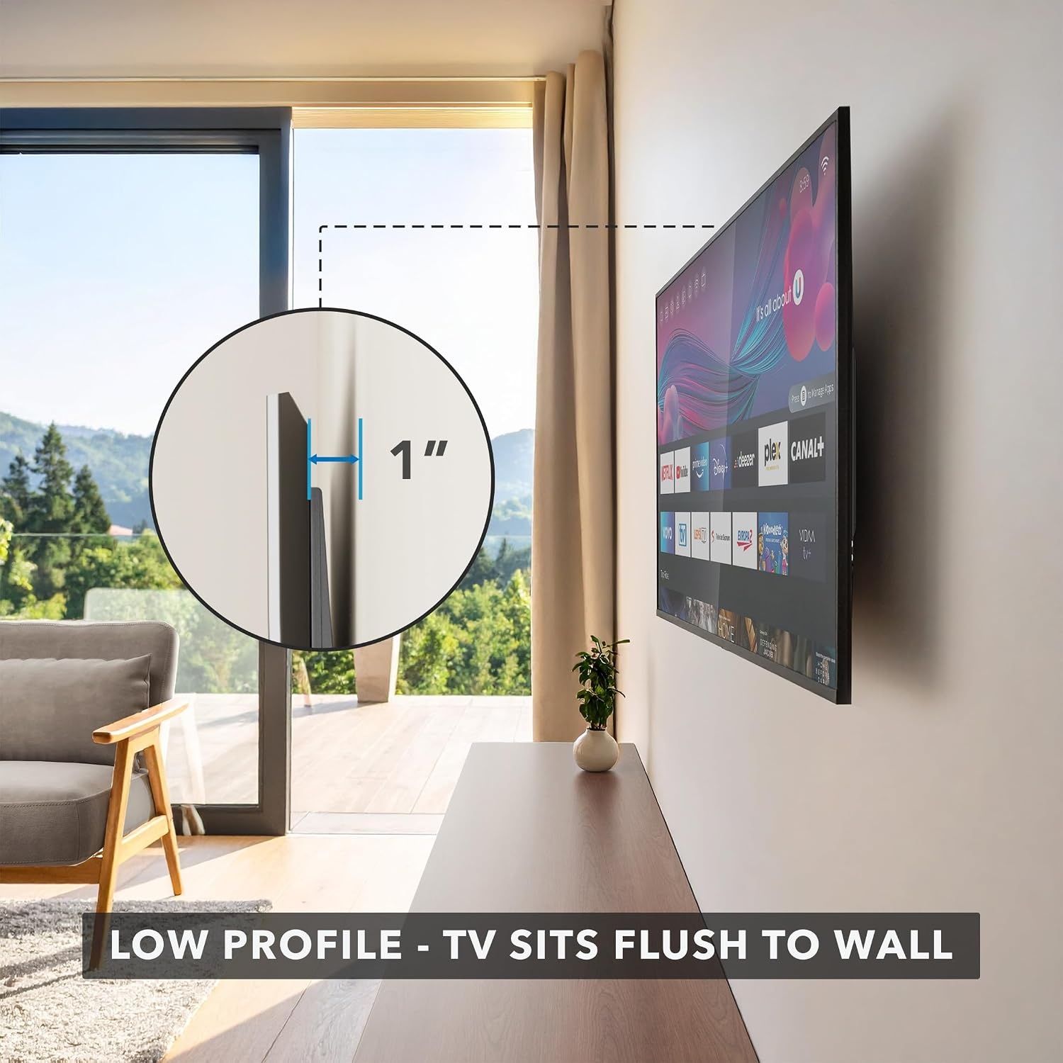image:imageMountit Slim Tilting TV Wall Mount Bracket Low Profile Tilt TV Mount for Samsung Sony Vizio TCL LG Sharp 32 to 65 Inch LCDLED4K TVs