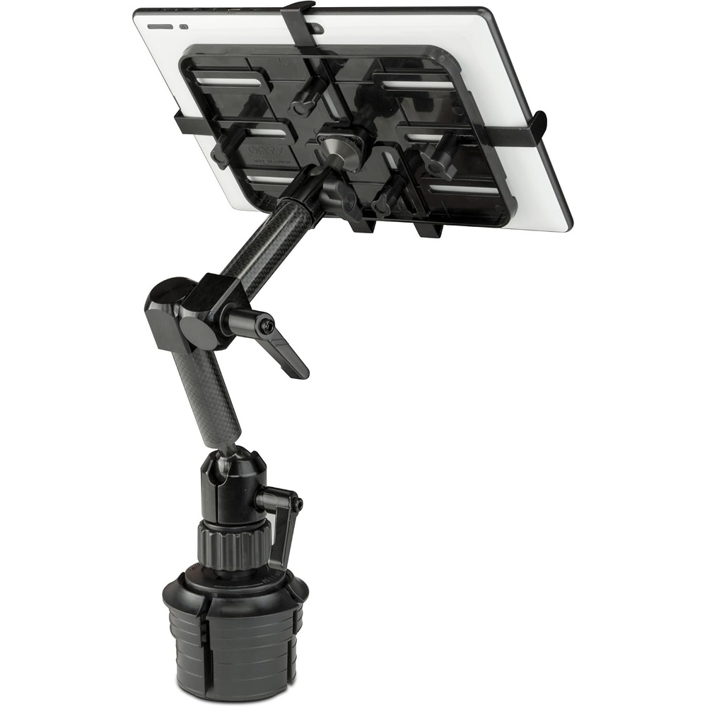 image:imageMountIt Carbon Fiber Cup Holder Tablet Mount Tablet Holder for Car Truck SUV Adjustable 711 Inch iPad amp Tablets 18 Extension Arm 360 Rotation Fits 27535 Cupholders ELD GPS HolderCarbon Fiber