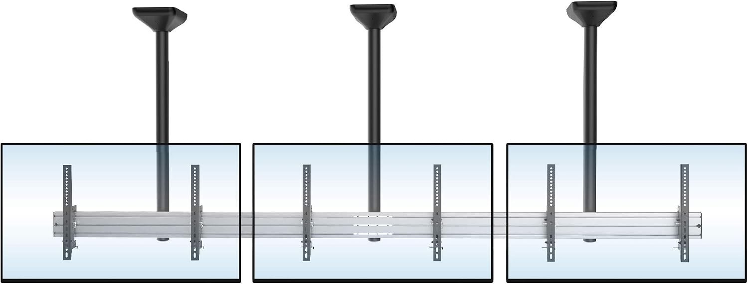 image:imageMOUNTIT Digital Signage Dual Screen Ceiling Mount Fits 45 55 Display Screen with Cable Management and AntiTheft Locking Hole Suitable for Commercial Application 622 Height425 Height