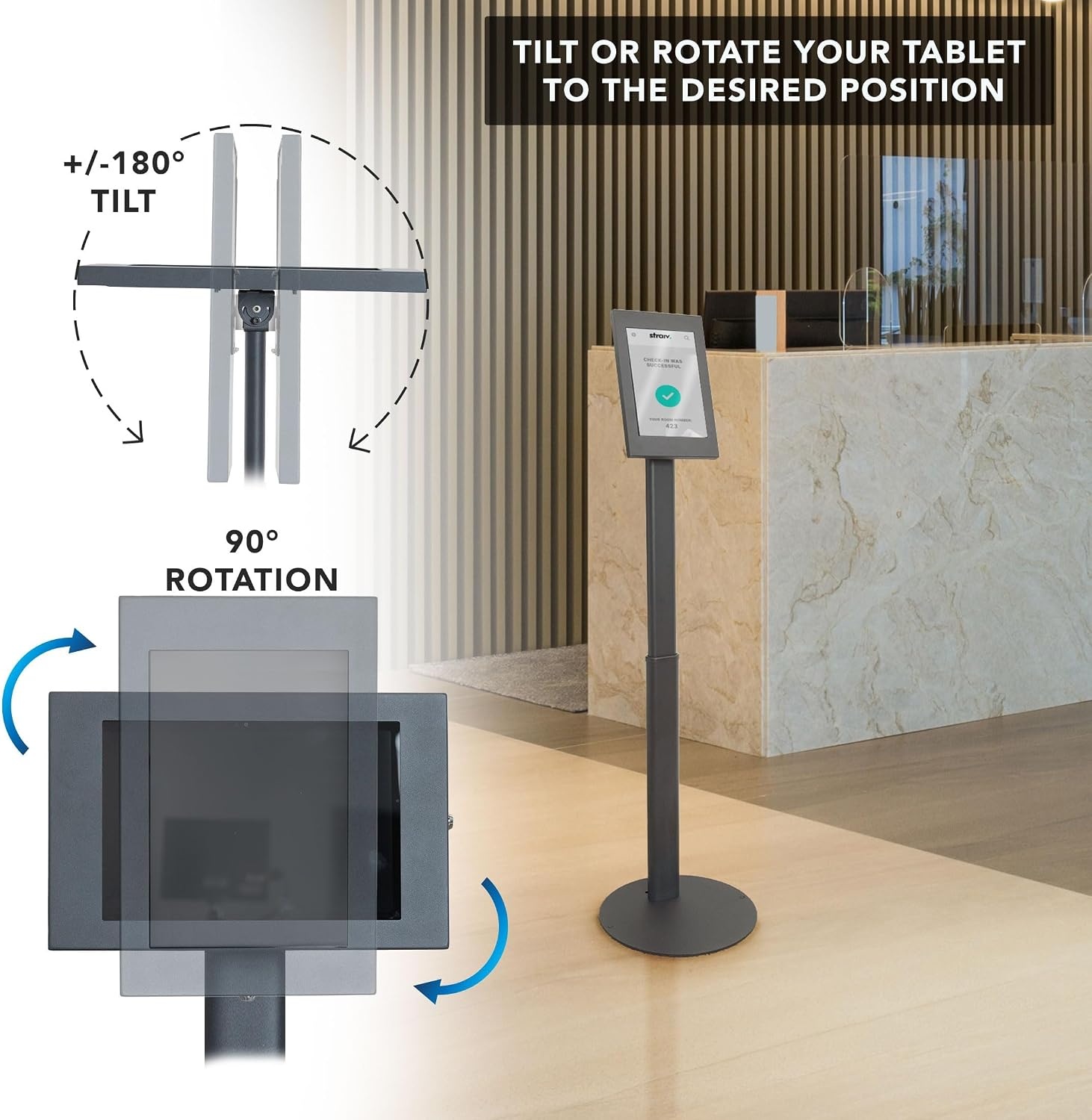 image:imageMountIt AntiTheft Tablet Floor Stand Kiosk for Samsung Galaxy Tab A amp S Series Lockable Enclosure Height Adjustable 2766473 Commercial Kiosk Stand Black