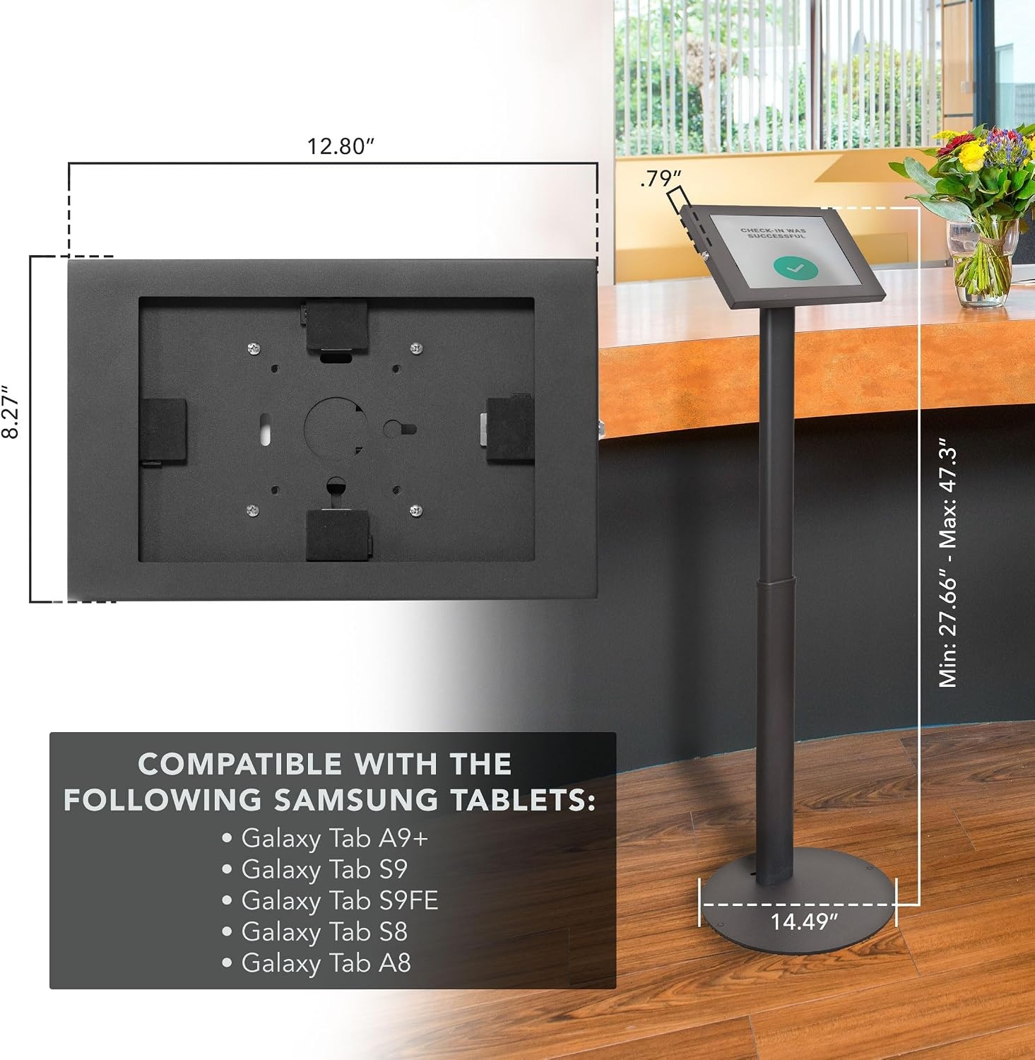 image:imageMountIt AntiTheft Tablet Floor Stand Kiosk for Samsung Galaxy Tab A amp S Series Lockable Enclosure Height Adjustable 2766473 Commercial Kiosk Stand Black