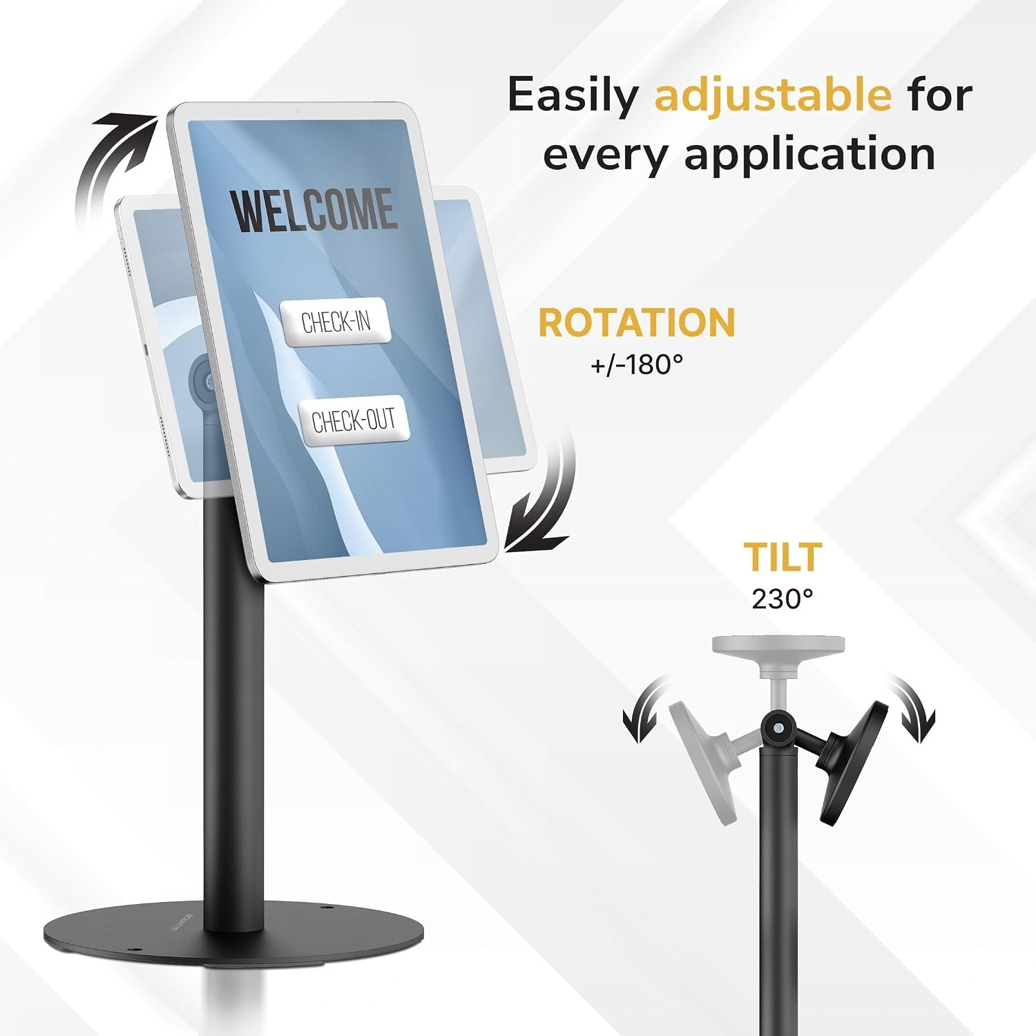 image:imageMountIt AntiTheft Tablet Stand Universal 715 Countertop POS Kiosk with Lock 360 Rotation amp 230 Tilt Secure Retail iPad Stand for Checkin Business amp Commercial Use