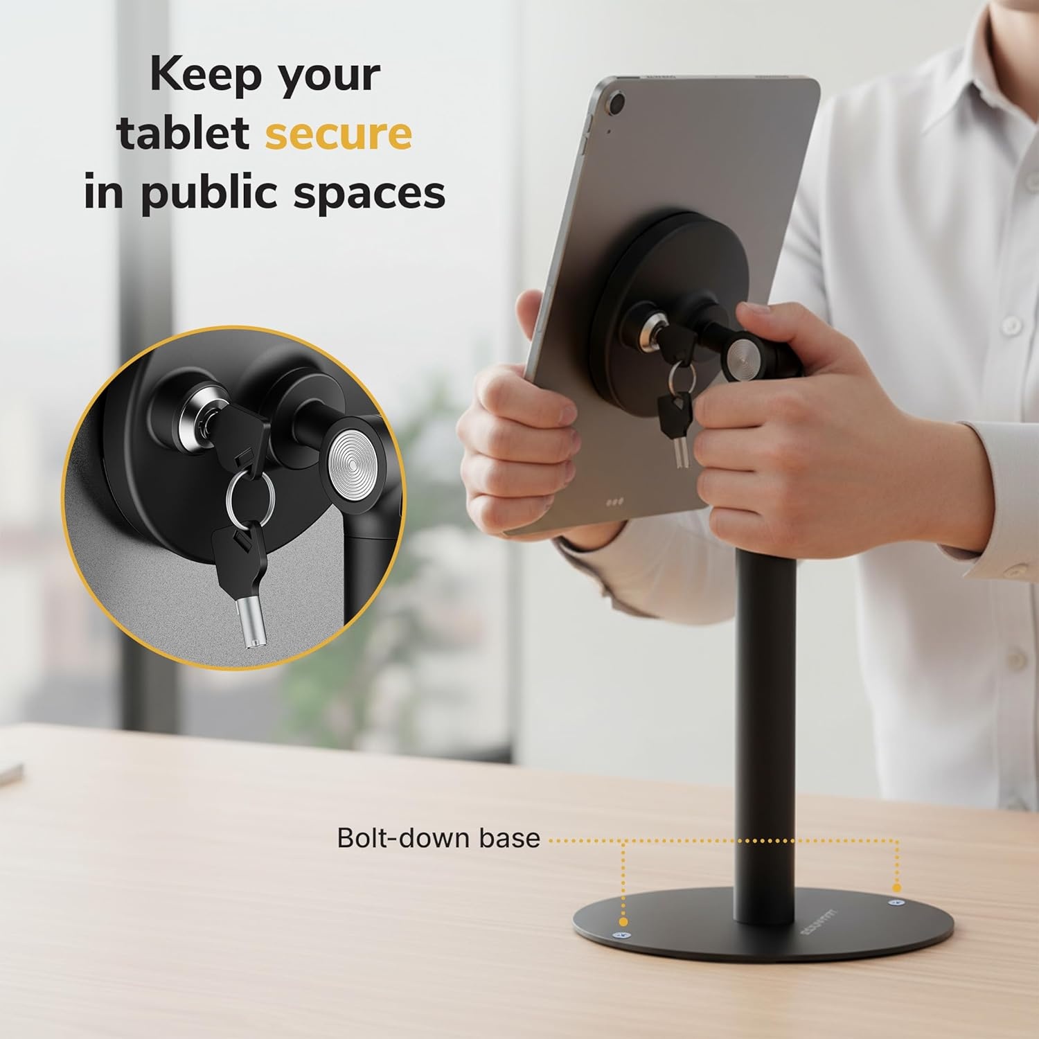 image:imageMountIt AntiTheft Tablet Stand Universal 715 Countertop POS Kiosk with Lock 360 Rotation amp 230 Tilt Secure Retail iPad Stand for Checkin Business amp Commercial Use