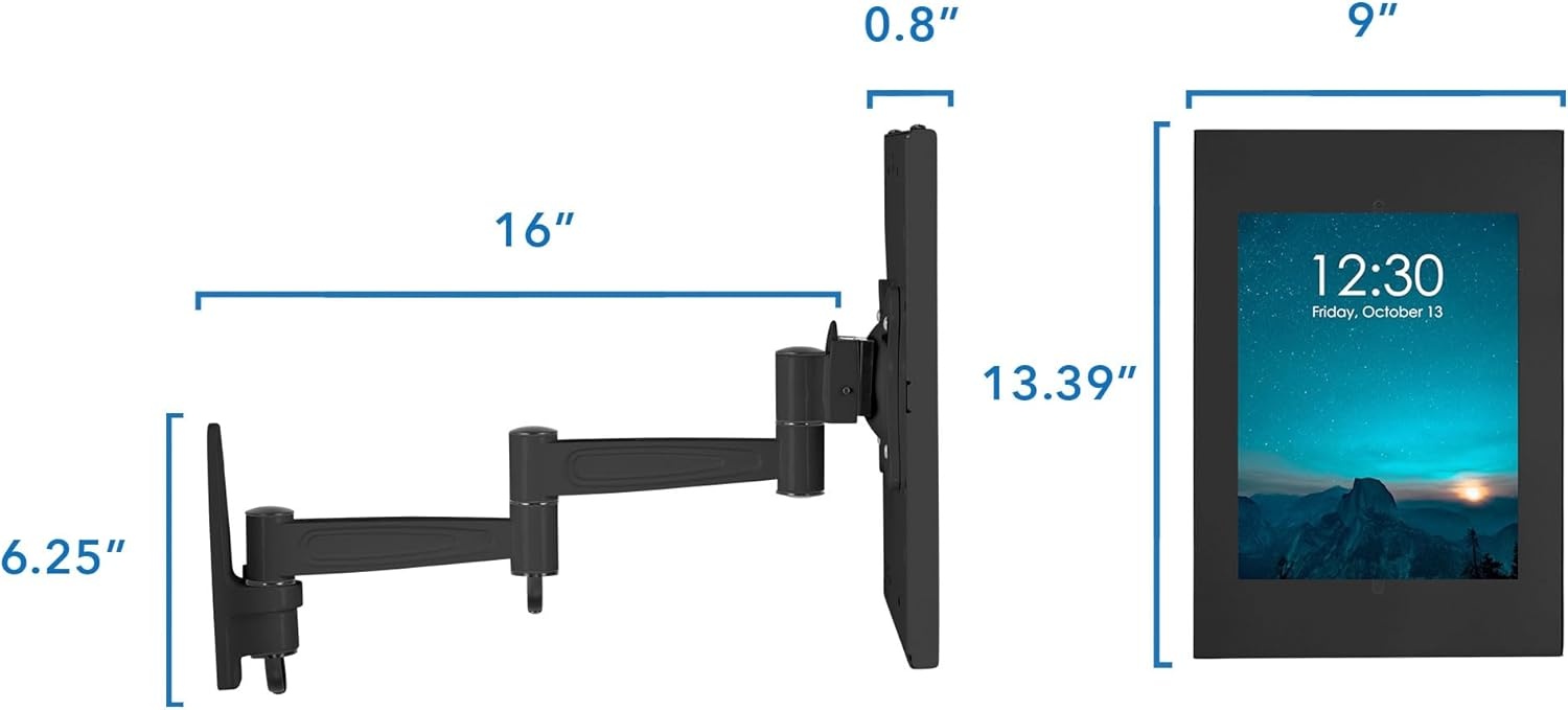 image:imageMountIt AntiTheft Tablet Wall Mount with Swing Arm for iPad iPad Air iPad Pro Lockable TamperProof Design Full Motion Tilt Swivel Rotation VESA 75x75 for Office Retail WhiteBlack
