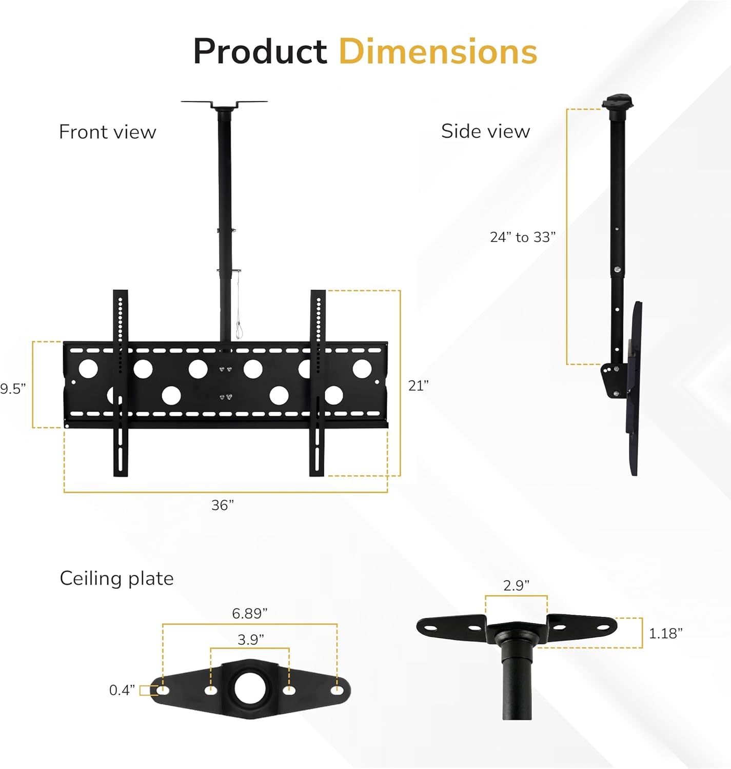 image:imageMountIt Ceiling TV Mount for 4290 Inch TVs Full Motion Swivel Tilt amp Height Adjustable TV Bracket 220 lb Capacity VESA 800x400 Sloped Ceilings Corners Home amp Commercial UseLarge