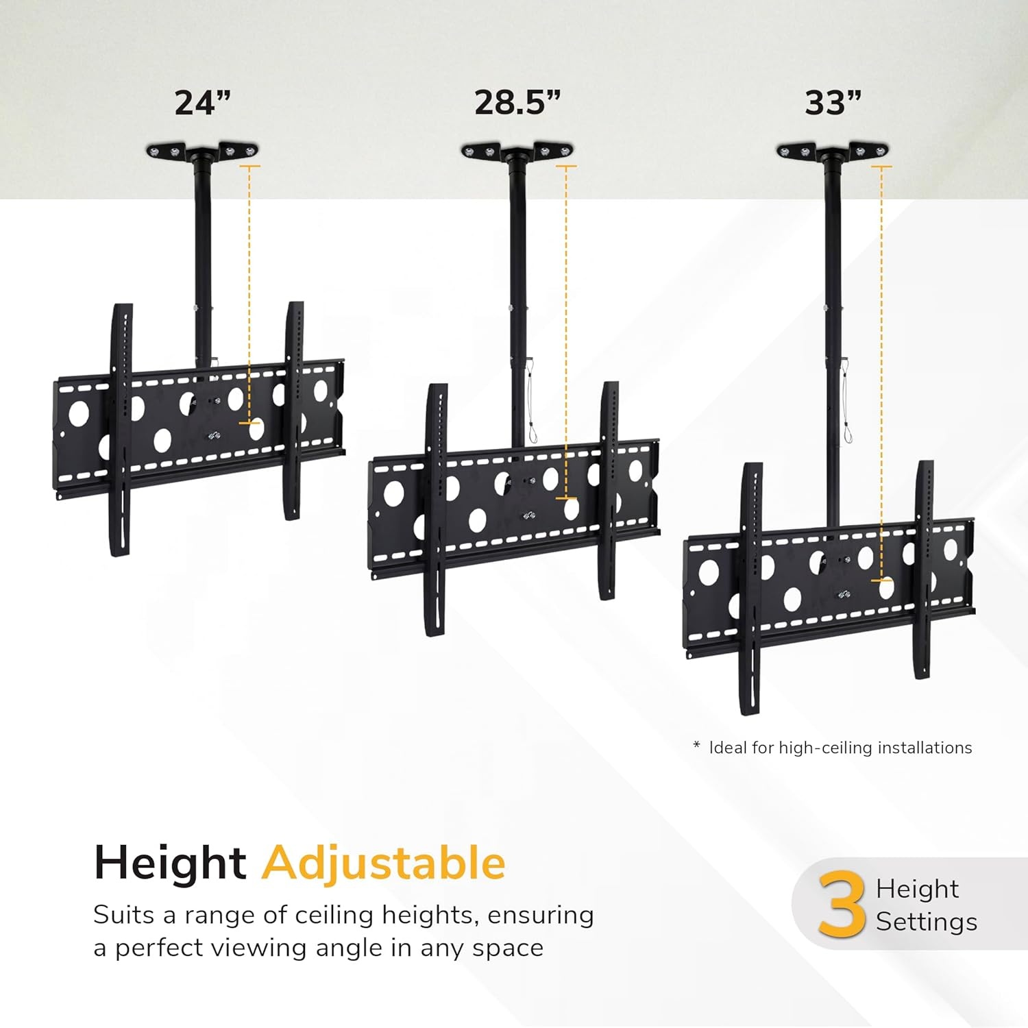 image:imageMountIt Ceiling TV Mount for 4290 Inch TVs Full Motion Swivel Tilt amp Height Adjustable TV Bracket 220 lb Capacity VESA 800x400 Sloped Ceilings Corners Home amp Commercial UseLarge