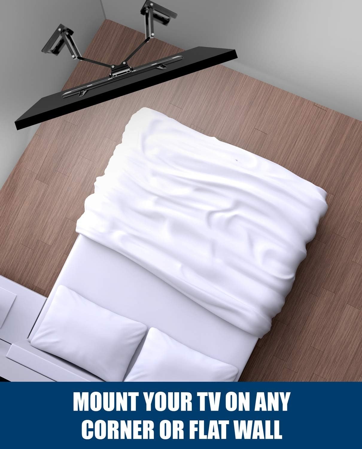 image:imageMountIt Corner TV Mount Premium Swivel Full Motion Caddy Corner Wall Bracket for 3763 inch Flat Panel Screens VESA up to 800x400 132 lb Capacity Black