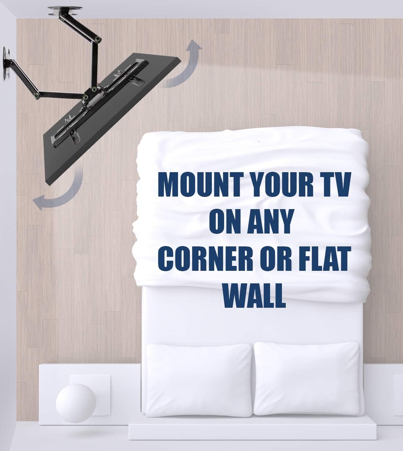 image:imageMountIt Corner TV Wall Mount Full Motion Swivel Wall Mount Bracket Designed for Corner Installations VESA 400x400 Pattern Fits 32 37 40 42 48 Inch Televisions 66 Lbs Capacity