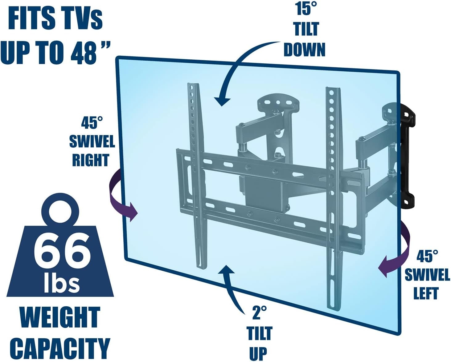 image:imageMountIt Corner TV Wall Mount Full Motion Swivel Wall Mount Bracket Designed for Corner Installations VESA 400x400 Pattern Fits 32 37 40 42 48 Inch Televisions 66 Lbs Capacity
