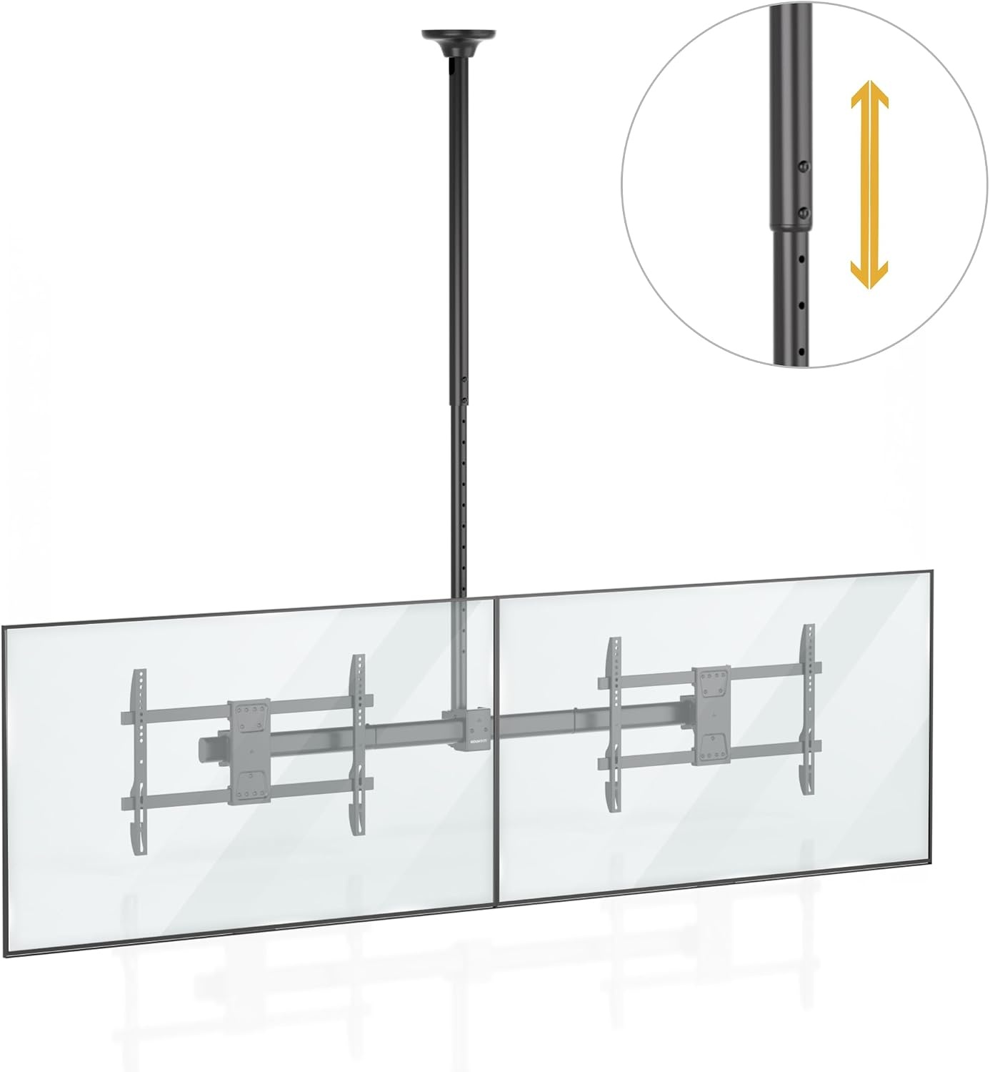 image:imageMountIt Dual TV Ceiling Mount SidebySide Menu Board Fits 3460 Screens up to 88 lbs Each VESA 600x400 Full Motion 360 Swivel Short Pole 1835 Drop SafetyTested Steel Black419656