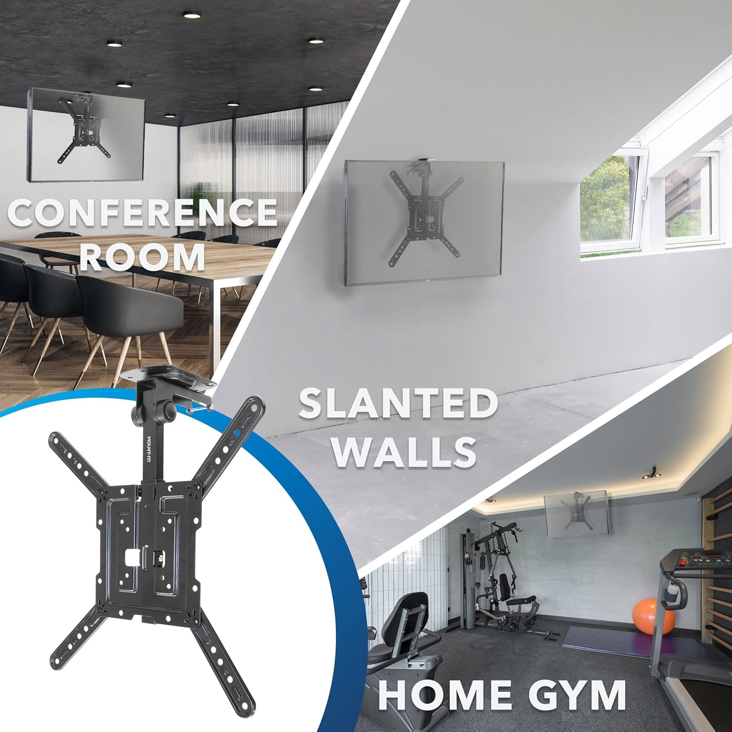 image:imageMountIt FoldUp Ceiling TV Mount for 2355 Inch TVs SpaceSaving Flip Down Bracket for Flat amp Slanted Ceilings Retractable Adjustable Tilt amp Swivel Mount VESA up to 400x400 44 lbs WhiteBlack