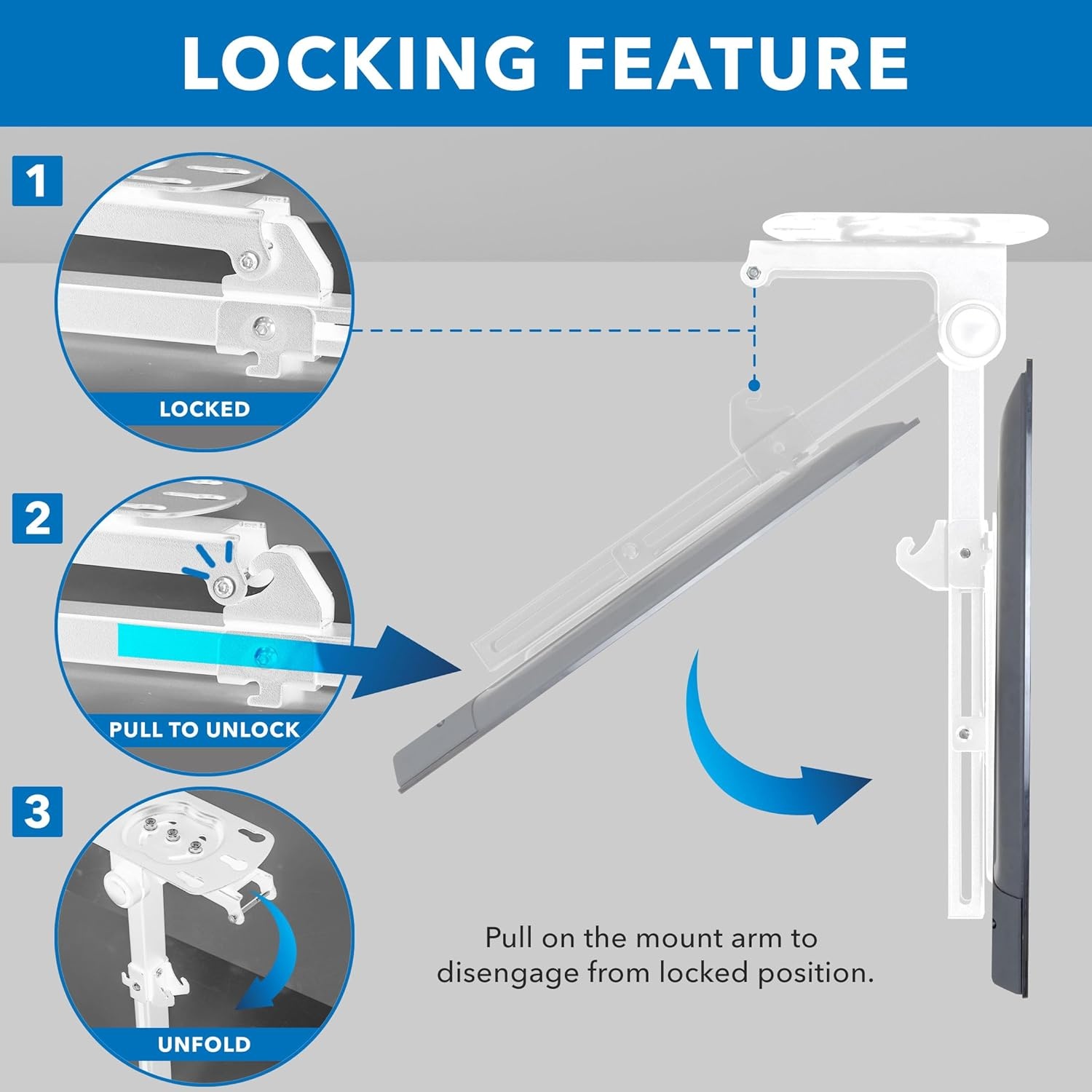 image:imageMountIt FoldUp Ceiling TV Mount for 2355 Inch TVs SpaceSaving Flip Down Bracket for Flat amp Slanted Ceilings Retractable Adjustable Tilt amp Swivel Mount VESA up to 400x400 44 lbs WhiteWhite