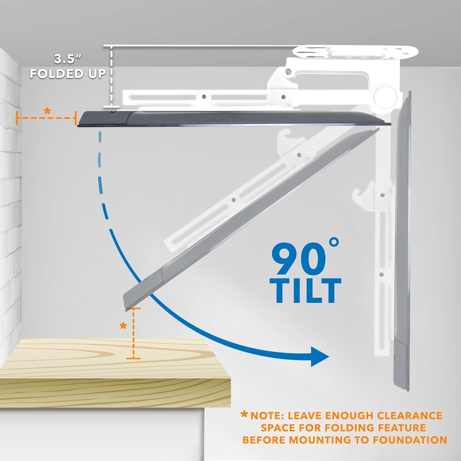 image:imageMountIt FoldUp Ceiling TV Mount for 2355 Inch TVs SpaceSaving Flip Down Bracket for Flat amp Slanted Ceilings Retractable Adjustable Tilt amp Swivel Mount VESA up to 400x400 44 lbs WhiteWhite