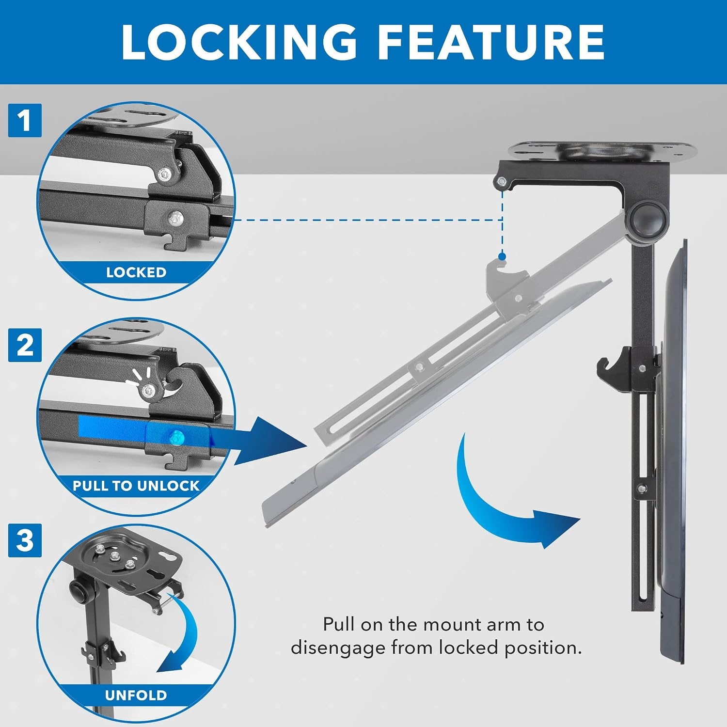 image:imageMountIt FoldUp Ceiling TV Mount for 2355 Inch TVs SpaceSaving Flip Down Bracket for Flat amp Slanted Ceilings Retractable Adjustable Tilt amp Swivel Mount VESA up to 400x400 44 lbs Capacity