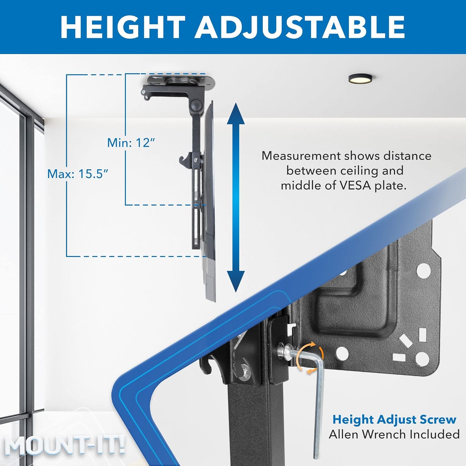 image:imageMountIt FoldUp Ceiling TV Mount for 2355 Inch TVs SpaceSaving Flip Down Bracket for Flat amp Slanted Ceilings Retractable Adjustable Tilt amp Swivel Mount VESA up to 400x400 44 lbs Capacity