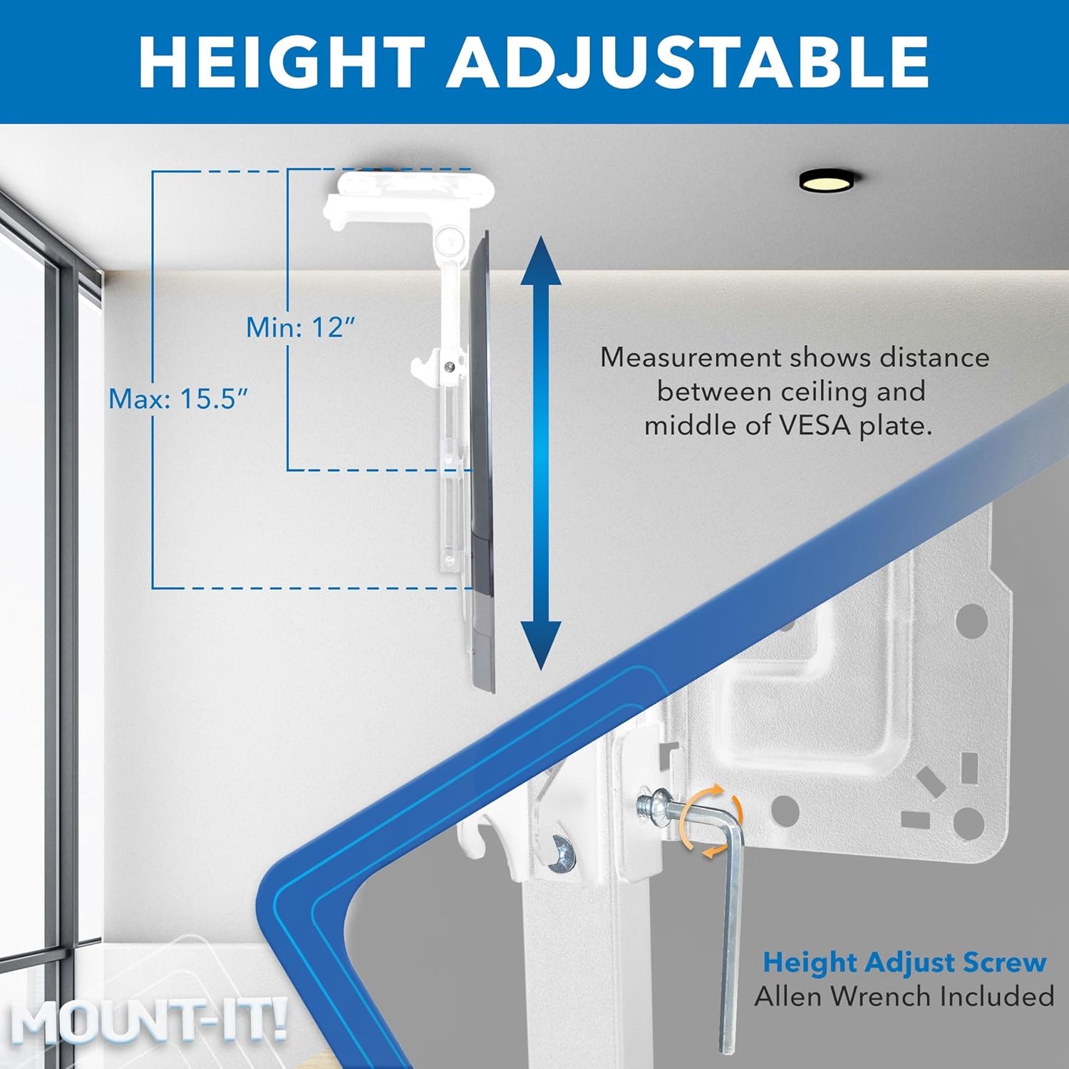 image:imageMountIt FoldUp Ceiling TV Mount for 2355 Inch TVs SpaceSaving Flip Down Bracket for Flat amp Slanted Ceilings Retractable Adjustable Tilt amp Swivel Mount VESA up to 400x400 44 lbs WhiteWhite