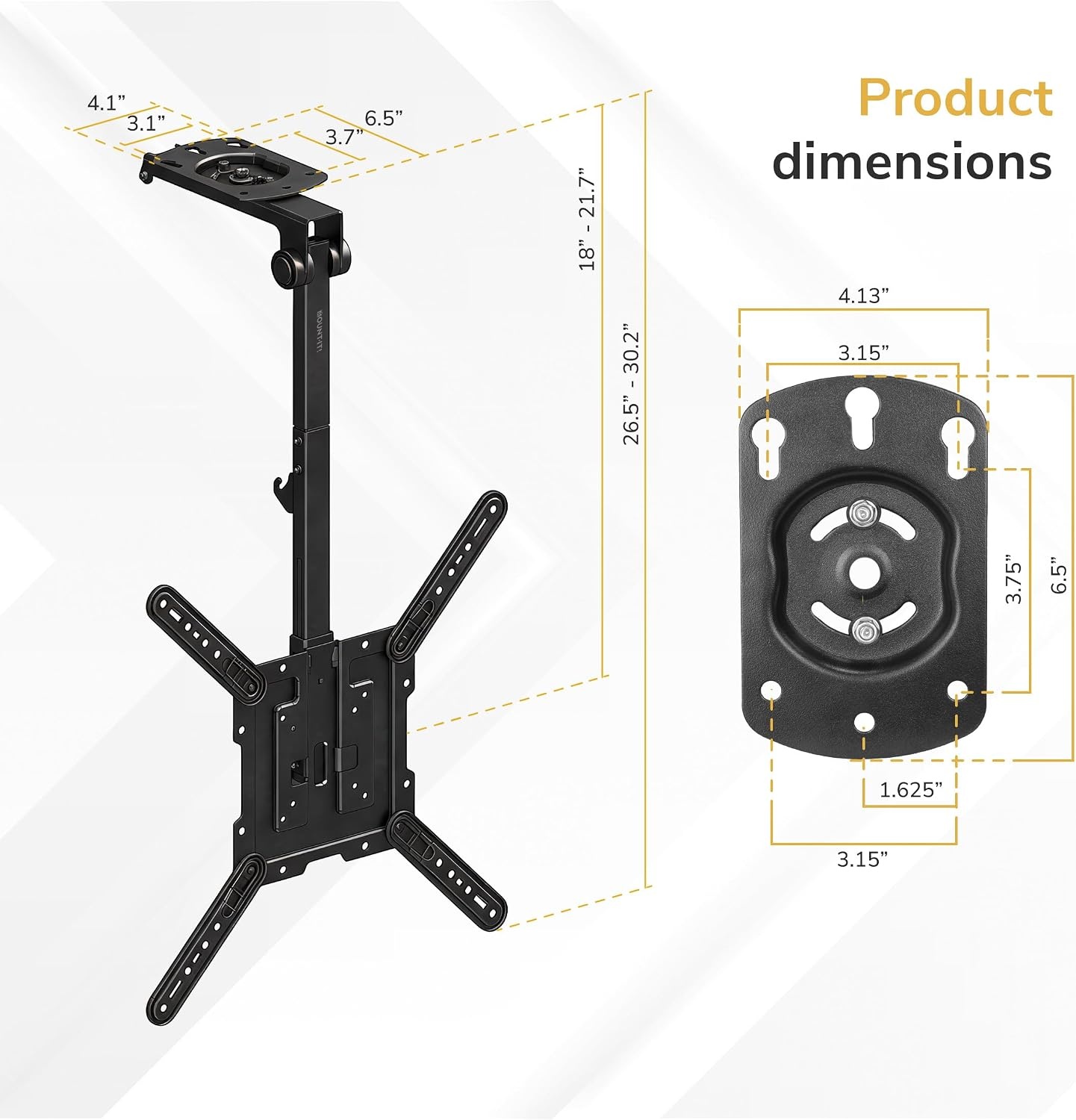 image:imageMountIt FoldUp Ceiling TV Mount for 2355 Inch TVs with Longer Arm SpaceSaving Flip Down Bracket for Flat amp Slanted Ceilings Retractable Tilt amp Swivel Mount VESA up to 400x400 44 lbs Capacity