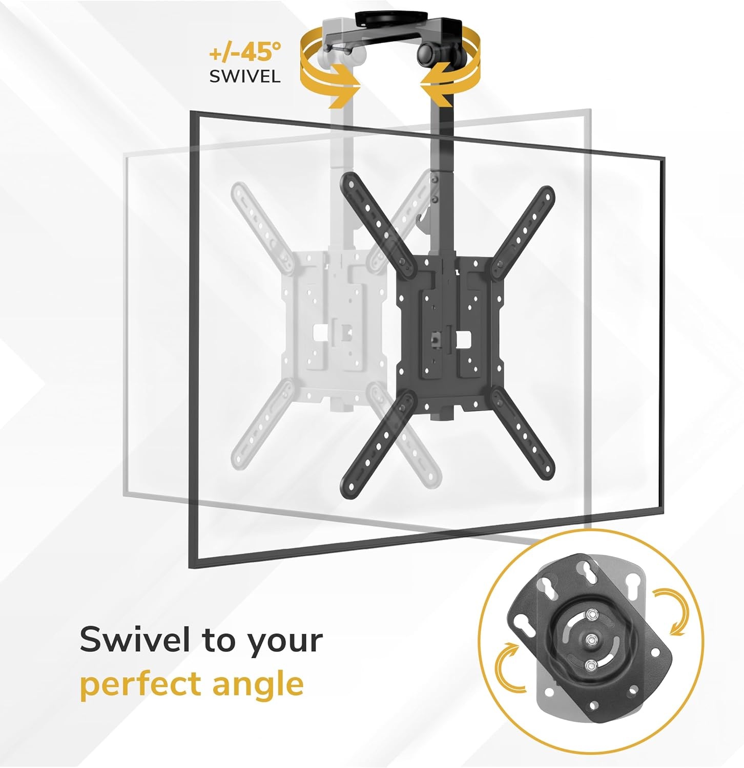 image:imageMountIt FoldUp Ceiling TV Mount for 2355 Inch TVs with Longer Arm SpaceSaving Flip Down Bracket for Flat amp Slanted Ceilings Retractable Tilt amp Swivel Mount VESA up to 400x400 44 lbs Capacity