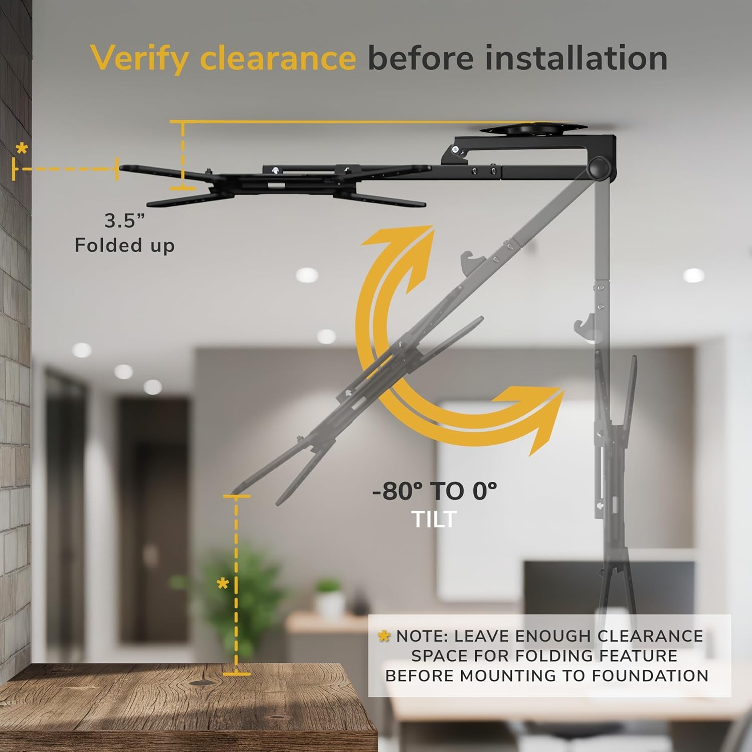 image:imageMountIt FoldUp Ceiling TV Mount for 2355 Inch TVs with Longer Arm SpaceSaving Flip Down Bracket for Flat amp Slanted Ceilings Retractable Tilt amp Swivel Mount VESA up to 400x400 44 lbs Capacity