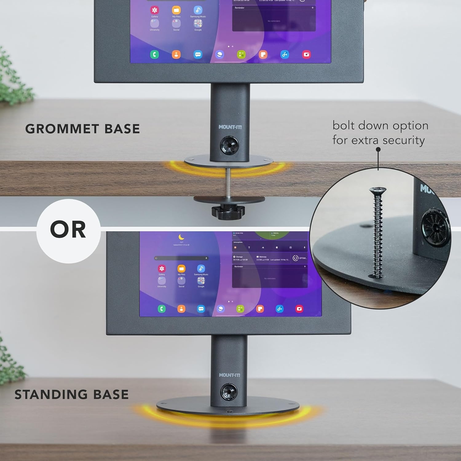 image:imageMountIt Lockable Tablet Countertop Kiosk Stand Compatible with Samsung Galaxy Tab A amp S Series Fully Enclosed AntiTheft Mount Fits 97131 Tablets 90 Rotation amp 180 Tilt Steel Base
