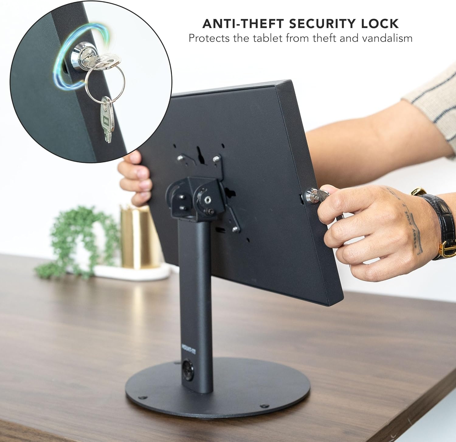 image:imageMountIt Lockable Tablet Countertop Kiosk Stand Compatible with Samsung Galaxy Tab A amp S Series Fully Enclosed AntiTheft Mount Fits 97131 Tablets 90 Rotation amp 180 Tilt Steel Base