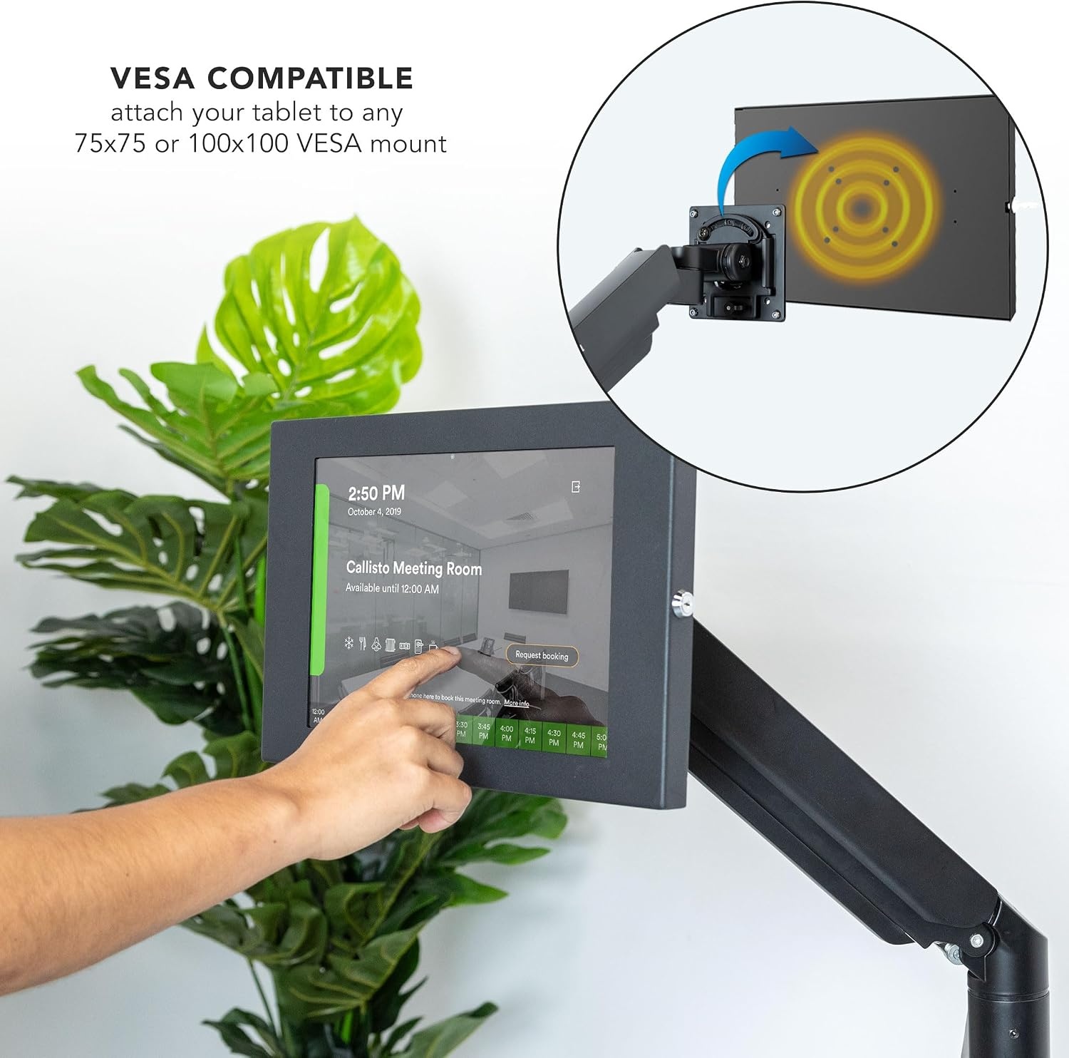 image:imageMountIt Lockable Tablet Wall Mount for Samsung Tab A9 S9 S9 FE S8 A8 Fully Enclosed Security Case AntiTheft Tablet Holder VESA Compatible Flush Wall Mount HeavyDuty Steel Black