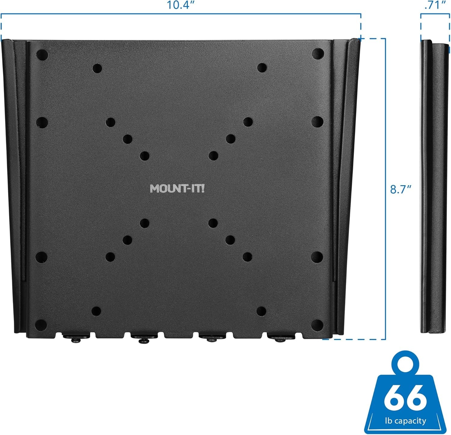 image:imageMountIt Low Profile Fixed TV Wall Mount Ultra Slim Flush Design for 2342 Inch Screens Fits VESA 200x200 HeavyDuty Steel 66 lb Capacity 07 Inch Wall Clearance Black