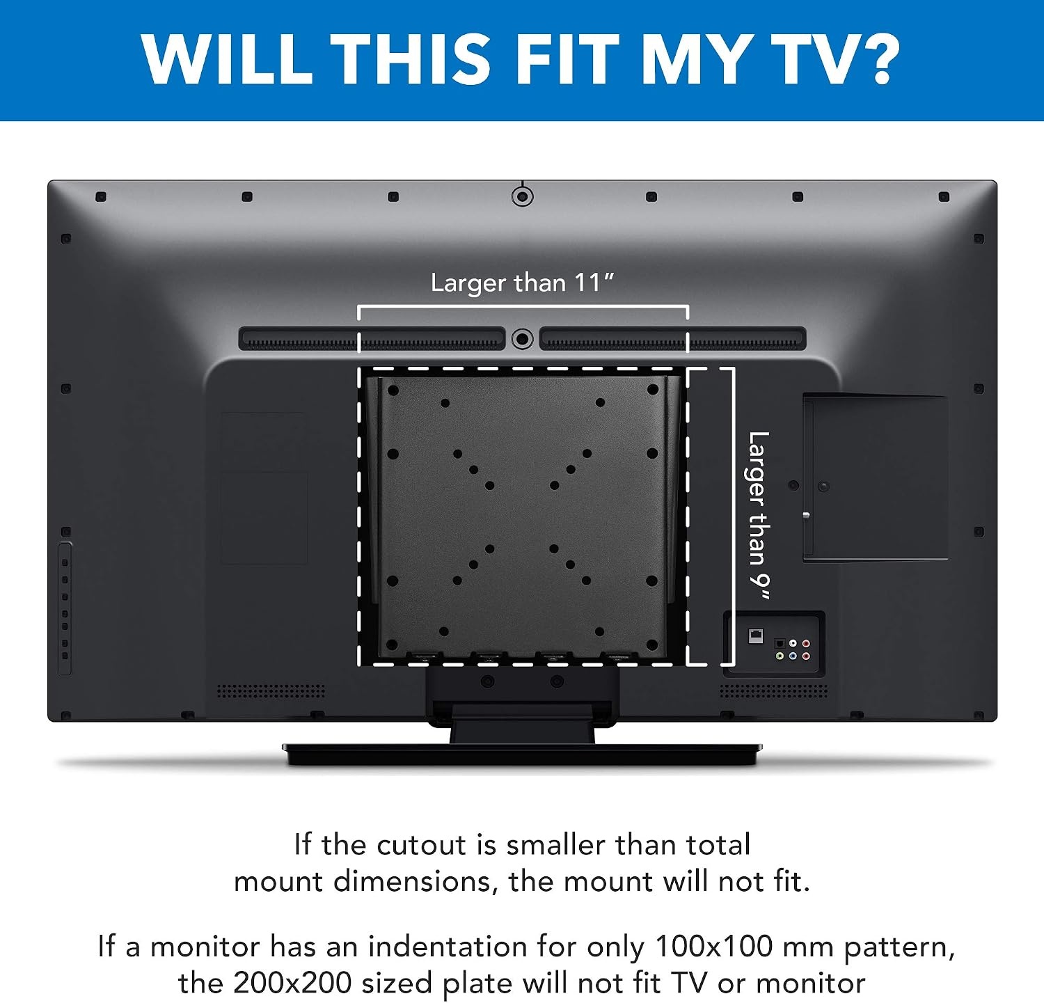 image:imageMountIt Low Profile Fixed TV Wall Mount Ultra Slim Flush Design for 2342 Inch Screens Fits VESA 200x200 HeavyDuty Steel 66 lb Capacity 07 Inch Wall Clearance Black
