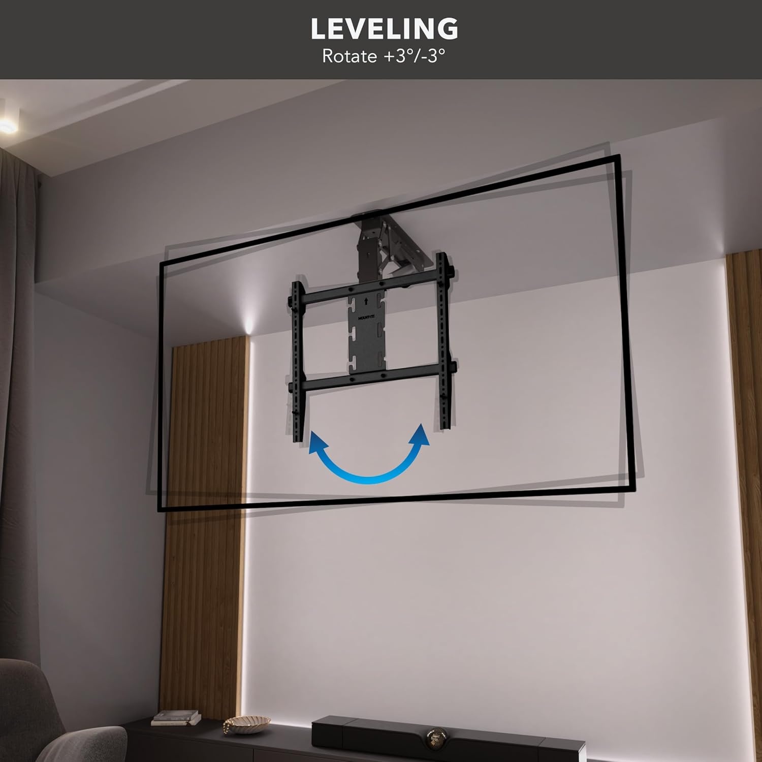 image:imageMountIt Motorized Ceiling TV Mount Silent Electric Flip Down TV Mount for 5090 Screens Retractable Drop Down Design RF Remote VESA Compatible 88 lbs Capacity BlackBlack