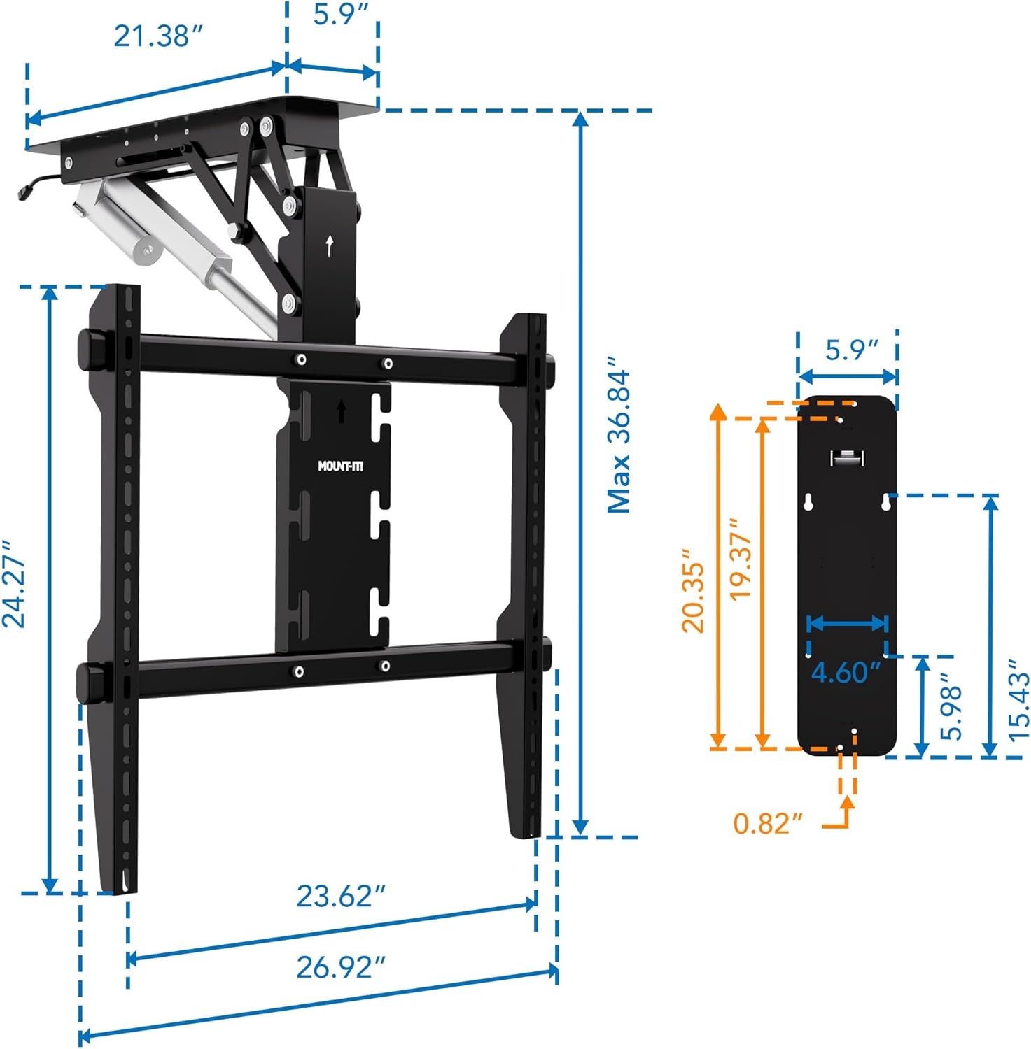 image:imageMountIt Motorized Ceiling TV Mount Silent Electric Flip Down TV Mount for 5090 Screens Retractable Drop Down Design RF Remote VESA Compatible 88 lbs Capacity BlackBlack