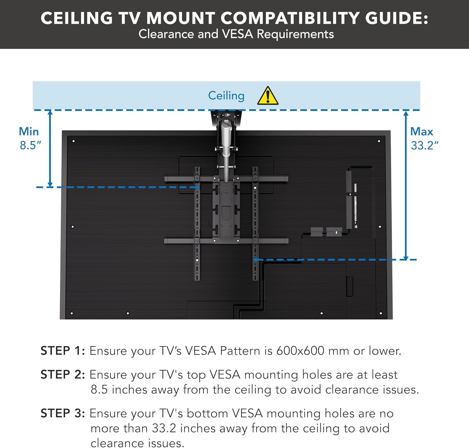 image:imageMountIt Motorized Ceiling TV Mount Silent Electric Flip Down TV Mount for 5090 Screens Retractable Drop Down Design RF Remote VESA Compatible 88 lbs Capacity BlackBlack