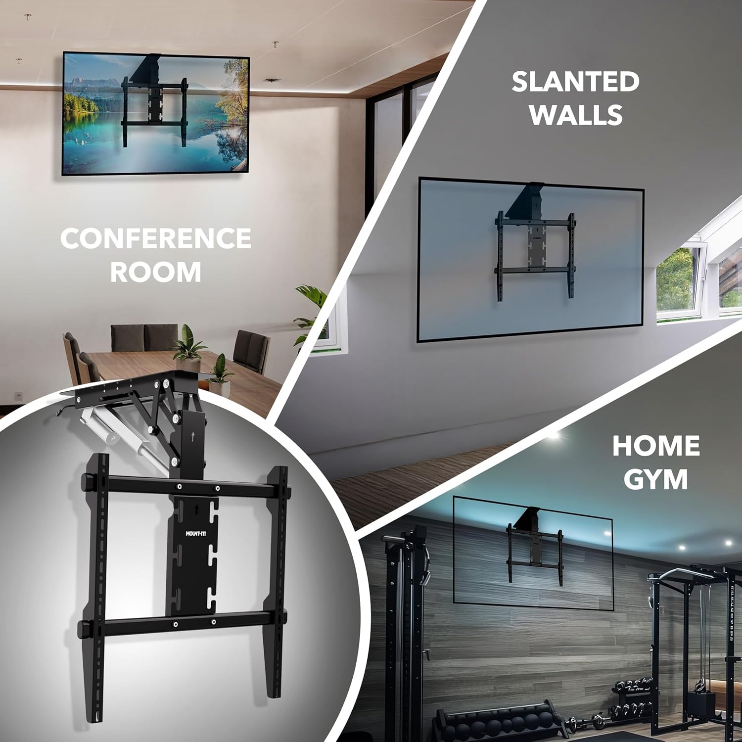 image:imageMountIt Motorized Ceiling TV Mount Silent Electric Flip Down TV Mount for 5090 Screens Retractable Drop Down Design RF Remote VESA Compatible 88 lbs Capacity BlackBlack