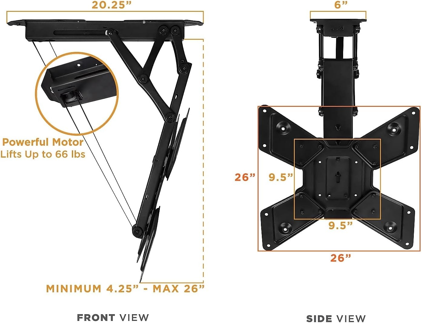 image:imageMountIt Motorized Ceiling TV Mount With Remote Electric Flip Down Pitched Roof Mount Fits 32 37 40 47 50 and 55 Inch Flat Screen TVs and Monitors blackBlack