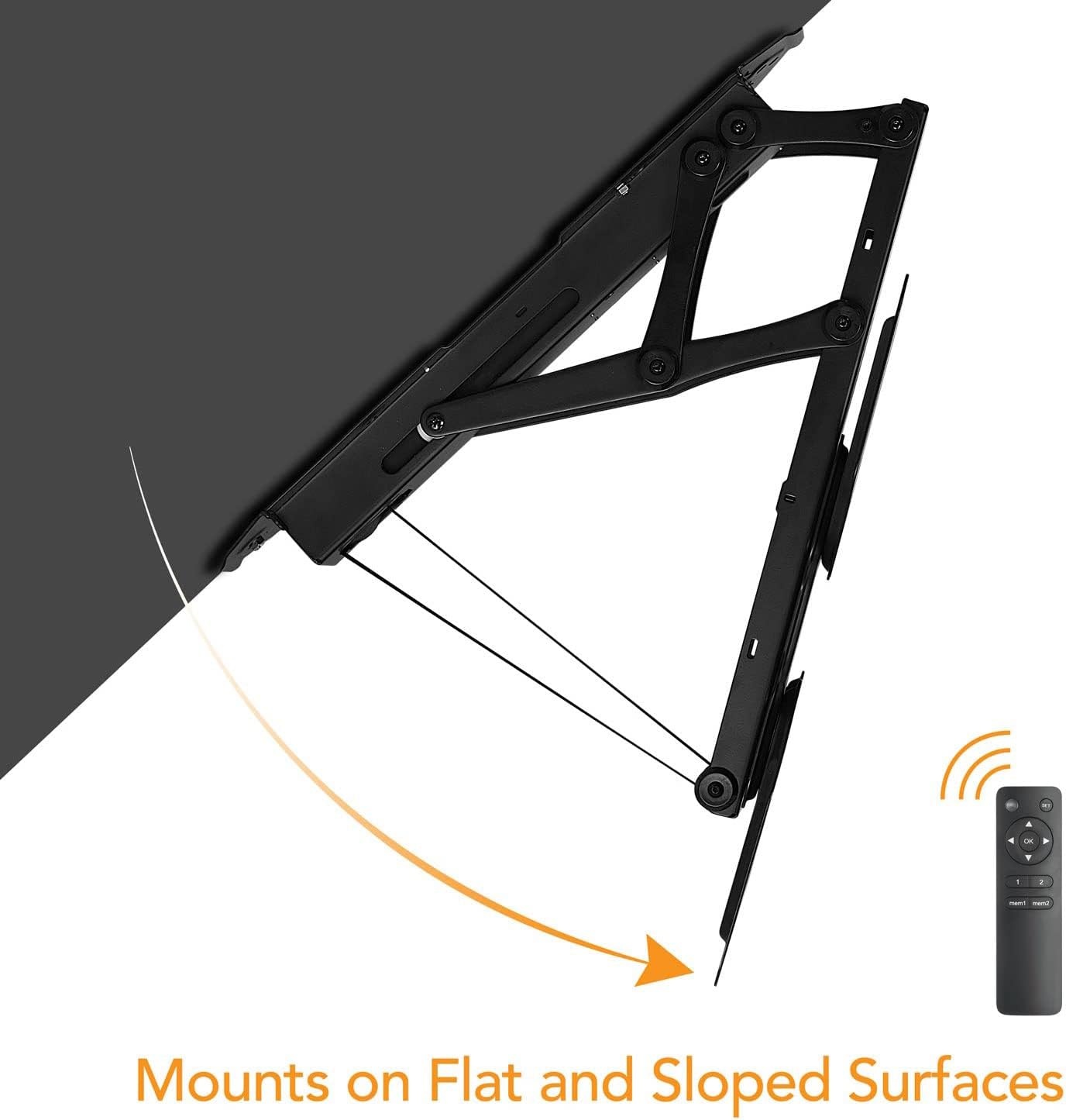image:imageMountIt Motorized Ceiling TV Mount With Remote Electric Flip Down Pitched Roof Mount Fits 32 37 40 47 50 and 55 Inch Flat Screen TVs and Monitors blackBlack