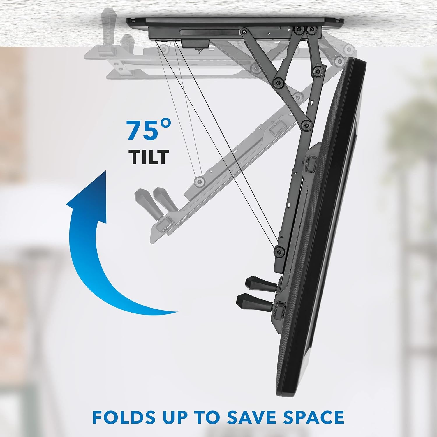 image:imageMountIt Motorized Ceiling TV Mount With Remote Electric Flip Down Pitched Roof Mount Fits 32 37 40 47 50 and 55 Inch Flat Screen TVs and Monitors blackBlack