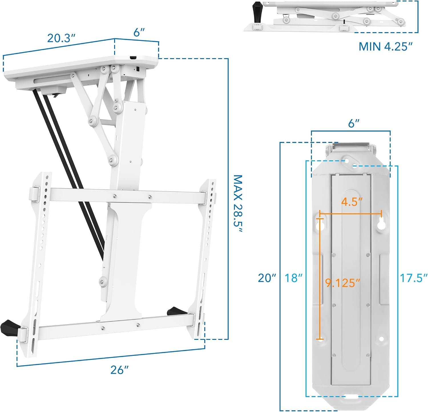 image:imageMountIt Motorized Ceiling TV Mount With Remote Electric Flip Down Pitched Roof Mount Fits 32 37 40 47 50 and 55 Inch Flat Screen TVs and Monitors blackWhite