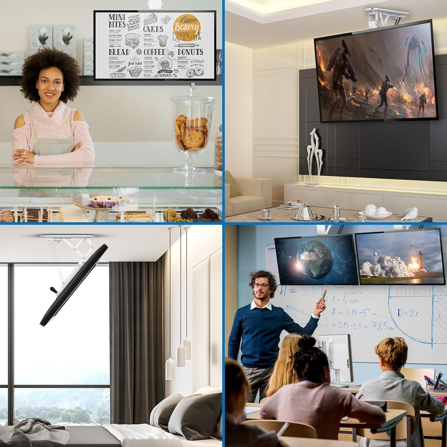 image:imageMountIt Motorized Ceiling TV Mount With Remote Electric Flip Down Pitched Roof Mount Fits 32 37 40 47 50 and 55 Inch Flat Screen TVs and Monitors blackWhite