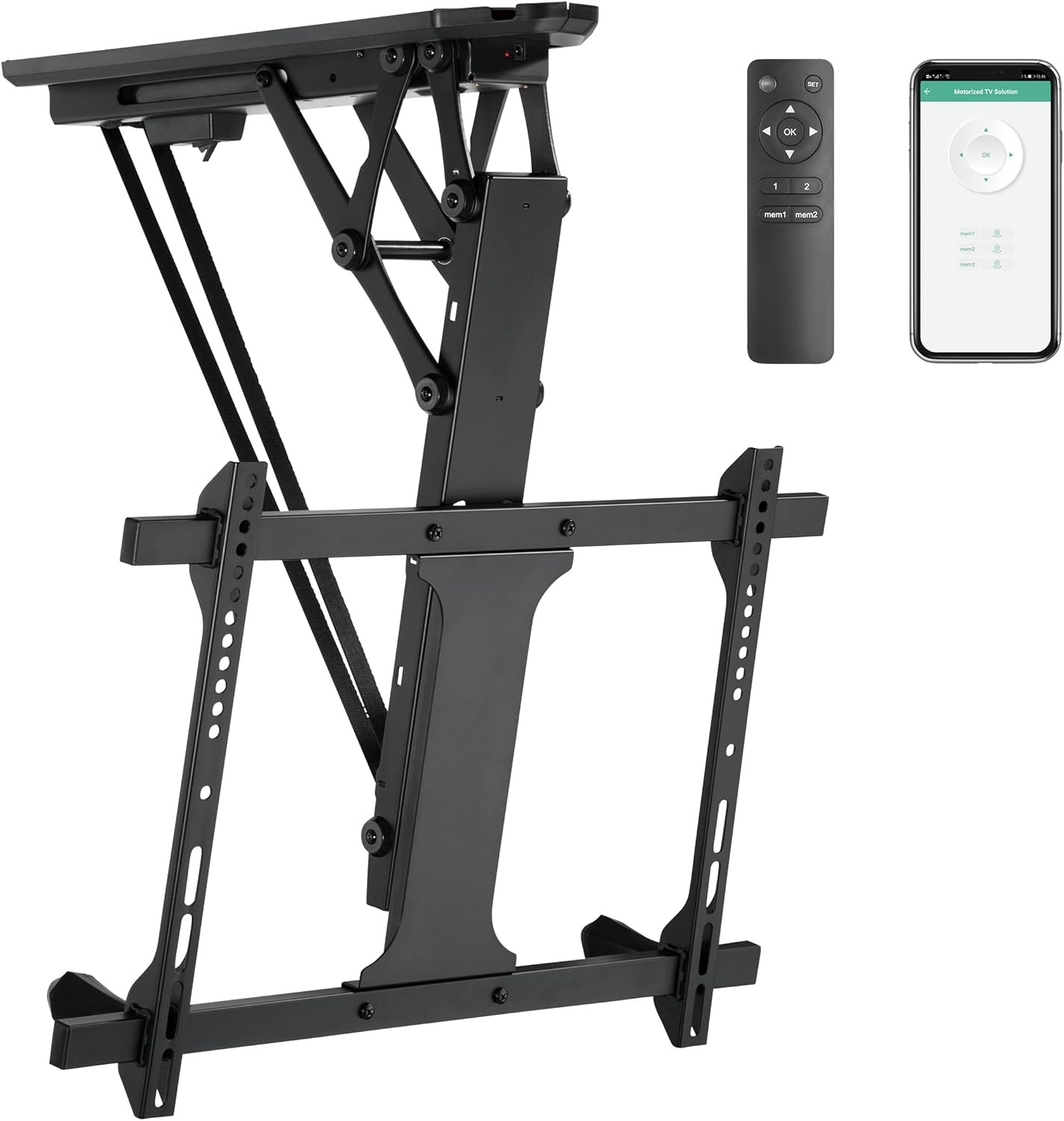 image:imageMountIt Motorized Ceiling TV Mount With Remote Electric Flip Down Pitched Roof Mount Fits 32 37 40 47 50 and 55 Inch Flat Screen TVs and Monitors blackBlack