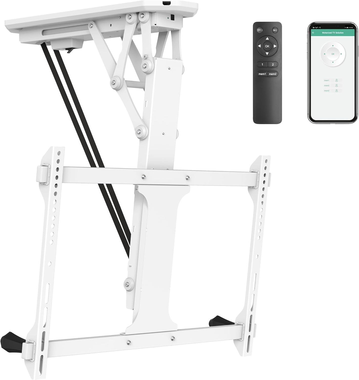 image:imageMountIt Motorized Ceiling TV Mount With Remote Electric Flip Down Pitched Roof Mount Fits 32 37 40 47 50 and 55 Inch Flat Screen TVs and Monitors blackWhite