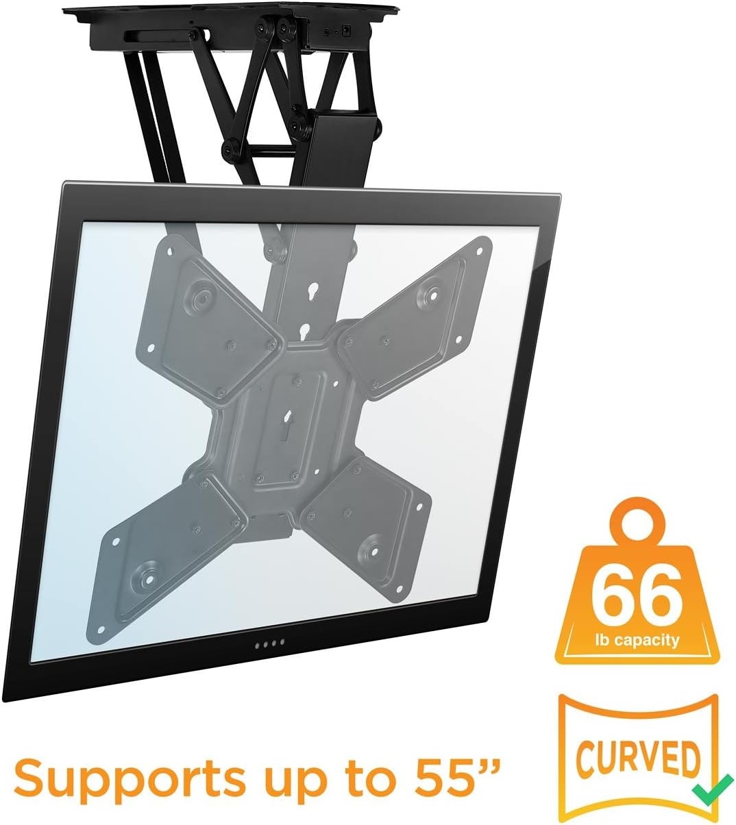image:imageMountIt Motorized Ceiling TV Mount With Remote Electric Flip Down Pitched Roof Mount Fits 32 37 40 47 50 and 55 Inch Flat Screen TVs and Monitors blackBlack