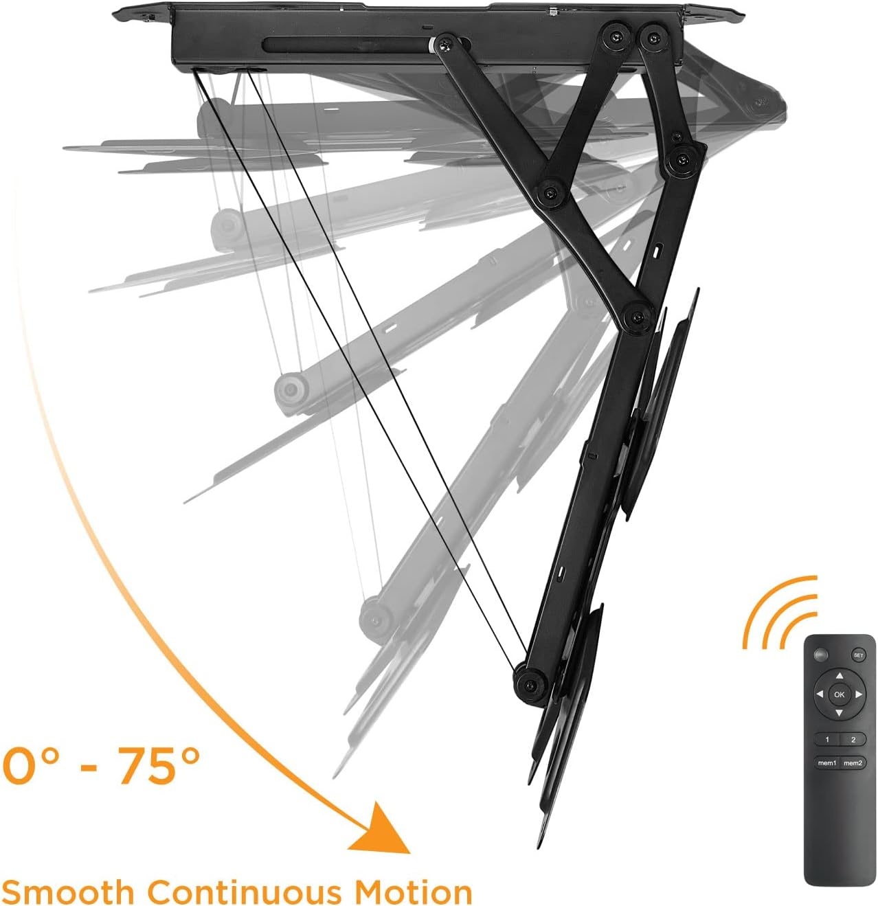 image:imageMountIt Motorized Ceiling TV Mount With Remote Electric Flip Down Pitched Roof Mount Fits 32 37 40 47 50 and 55 Inch Flat Screen TVs and Monitors blackBlack